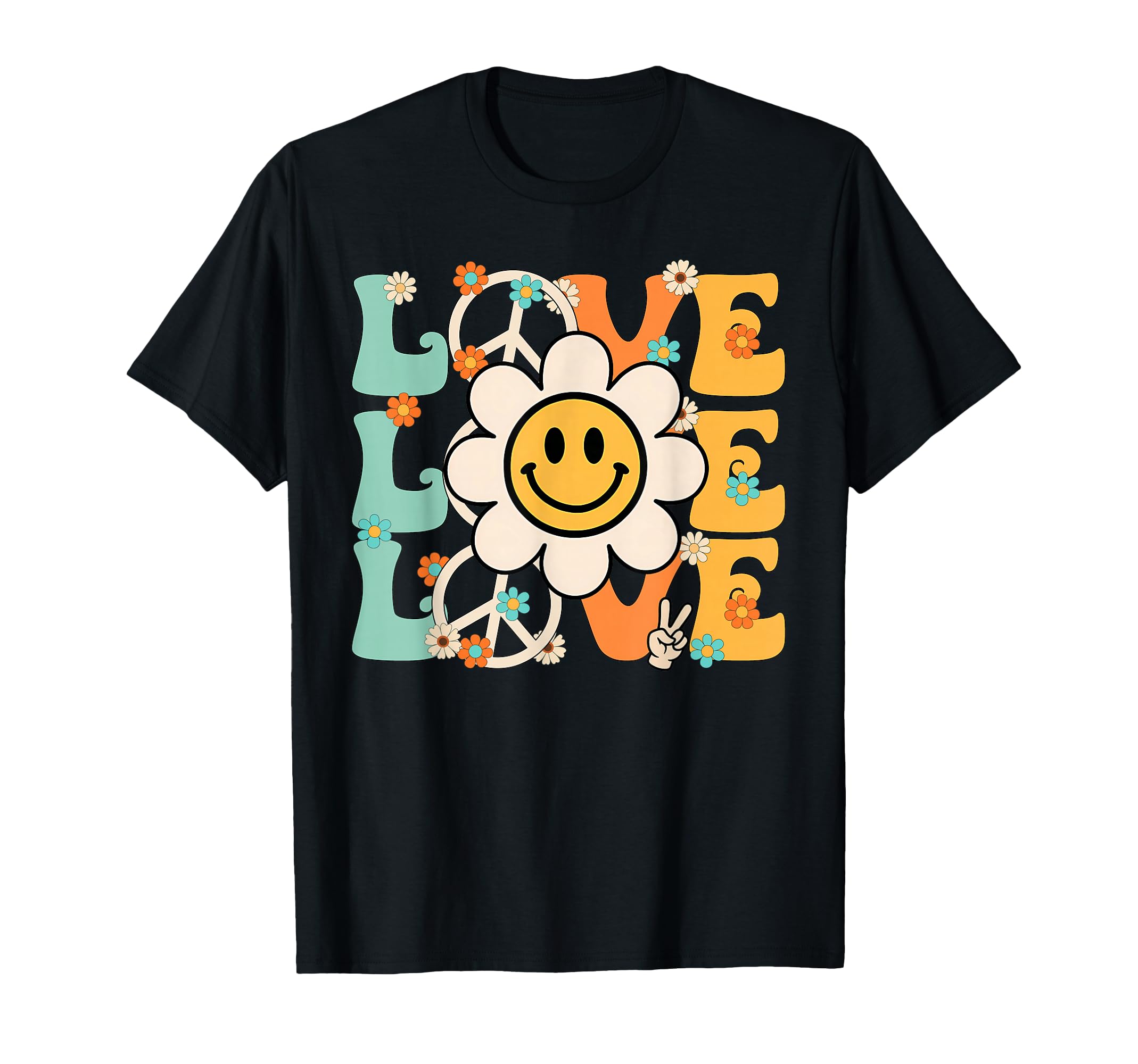 Peace Sign Love Flower 60S 70S Tie T-Shirt - Fun Novelty Design Men Women - T-Shirt, Sweatshirt, Hoodie