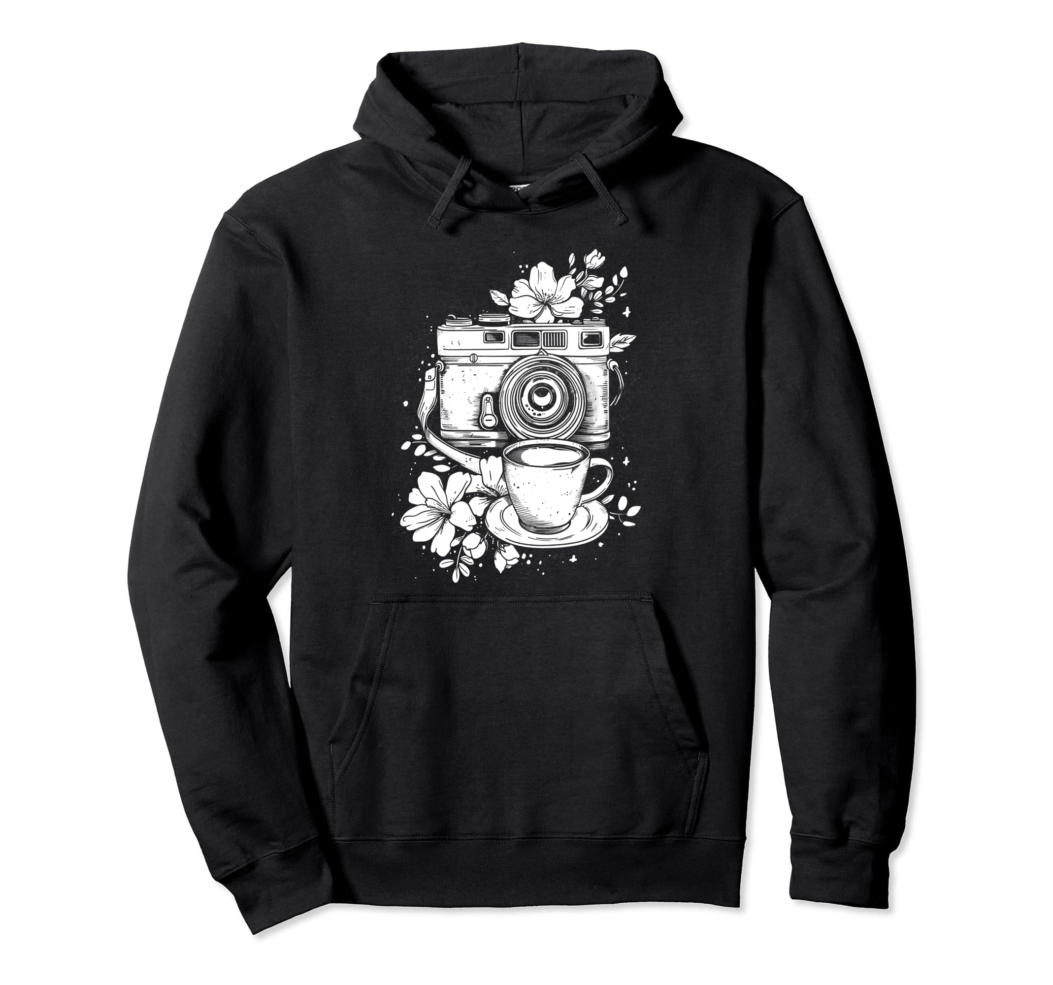 Photographer Coffee Camera Flowers Hoodie - Streetwear Style Unisex - T-Shirt, Sweatshirt, Hoodie
