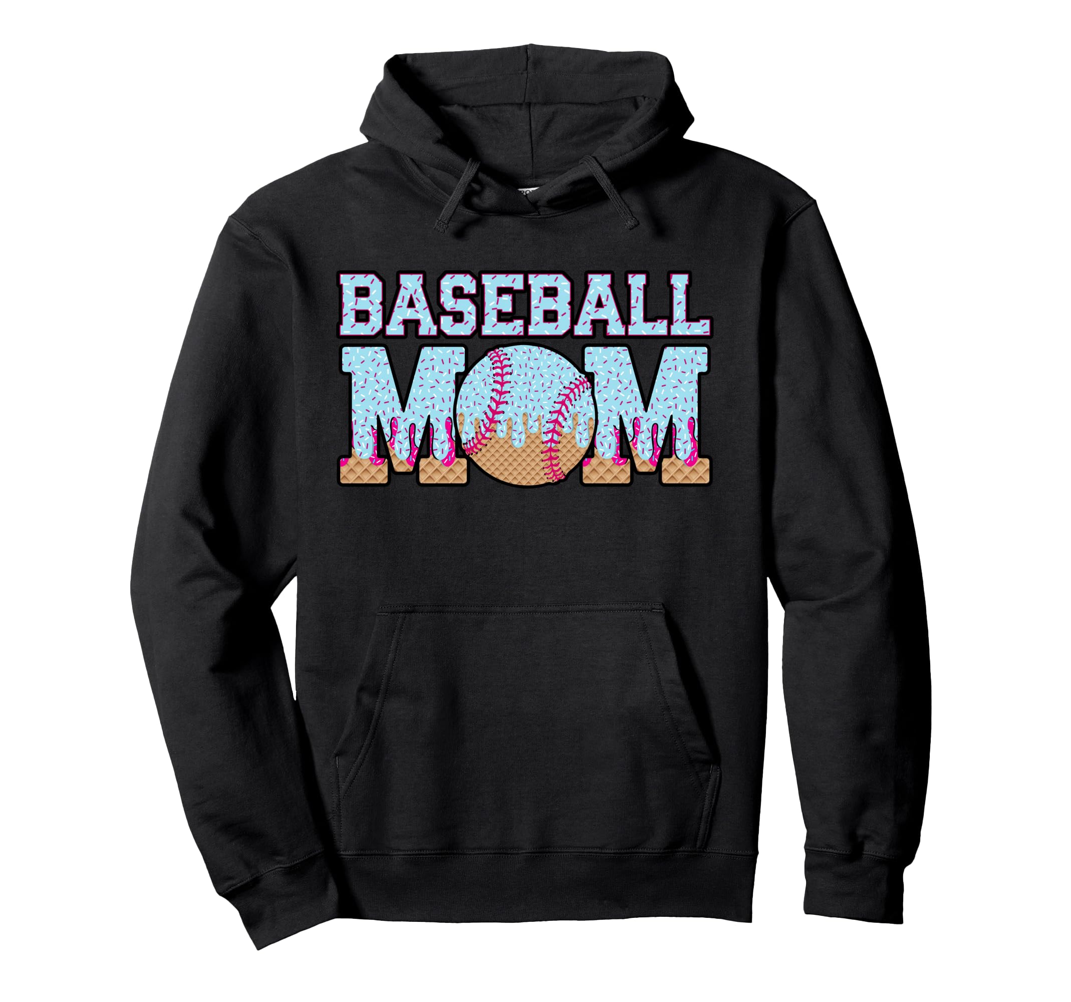 Baseball Ice Cream Drip Sports Mom Hoodie - Trendy Graphic Unisex - T-Shirt, Sweatshirt, Hoodie