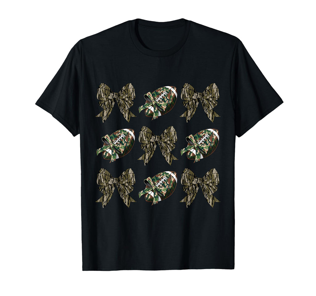 Camo Football Coquette Bow Football T-Shirt - Aesthetic Graphic Men Women - T-Shirt, Sweatshirt, Hoodie