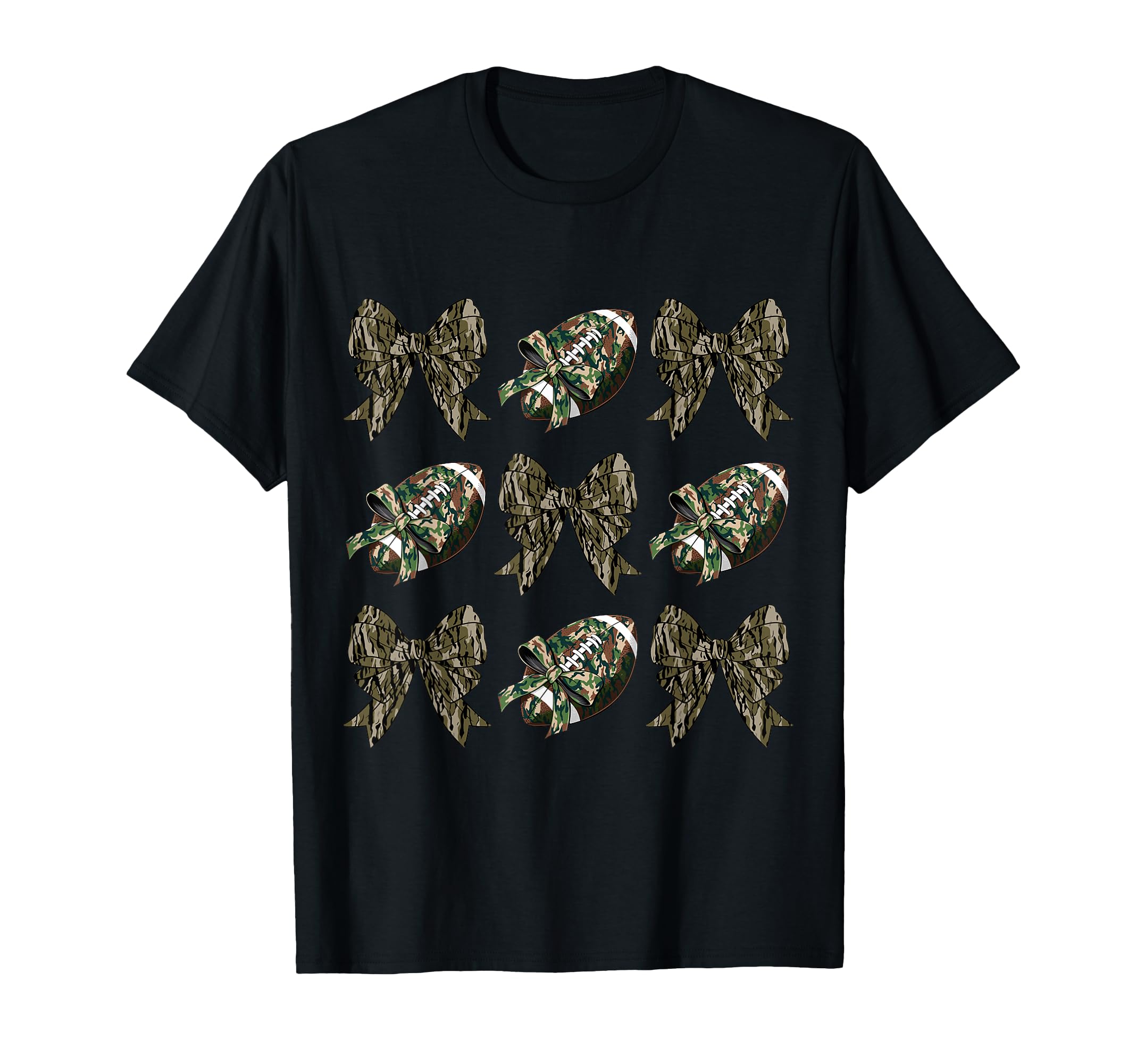 Camo Football Coquette Bow Football T-Shirt - Aesthetic Graphic Men Women - T-Shirt, Sweatshirt, Hoodie