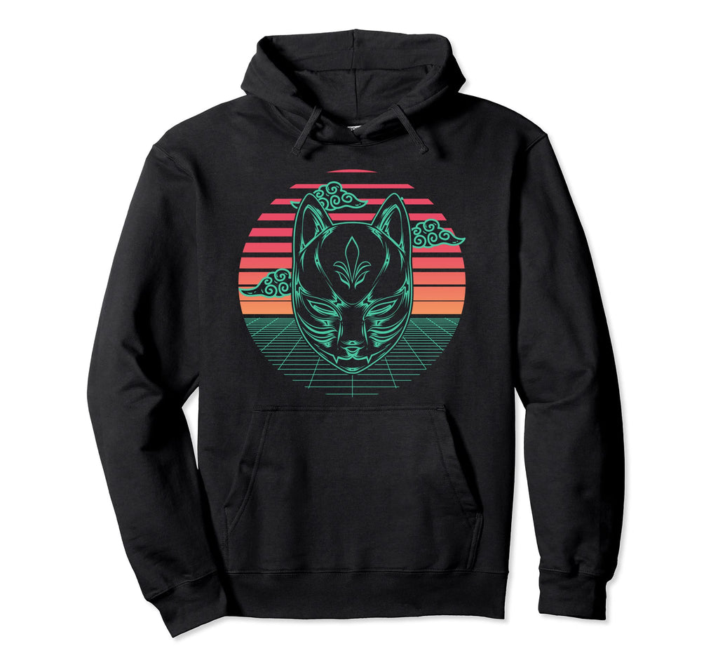Kitsune Fox Mask Yokai Japanese Hoodie - Fun Novelty Design Men Women - T-Shirt, Sweatshirt, Hoodie