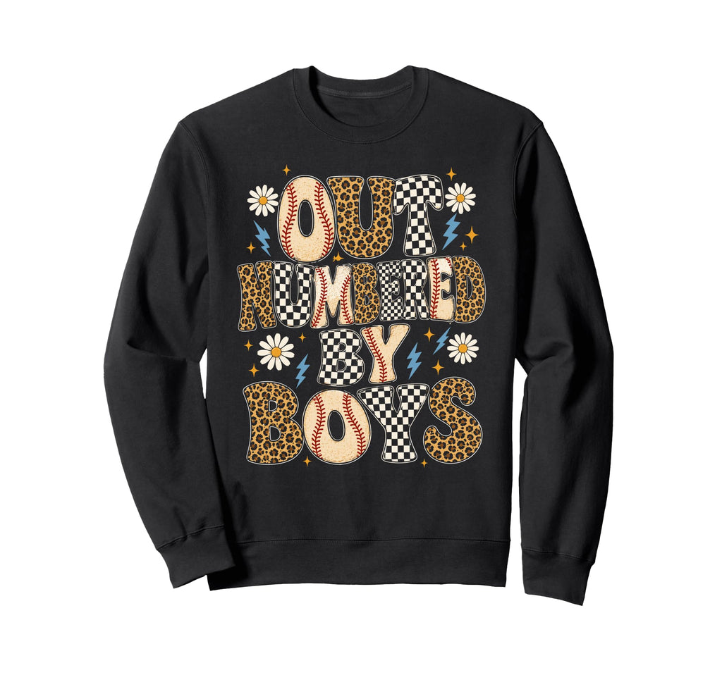 Outnumbered Sports Mom Baseball Mama Sweatshirt - Unique Graphic Men Women - T-Shirt, Sweatshirt, Hoodie