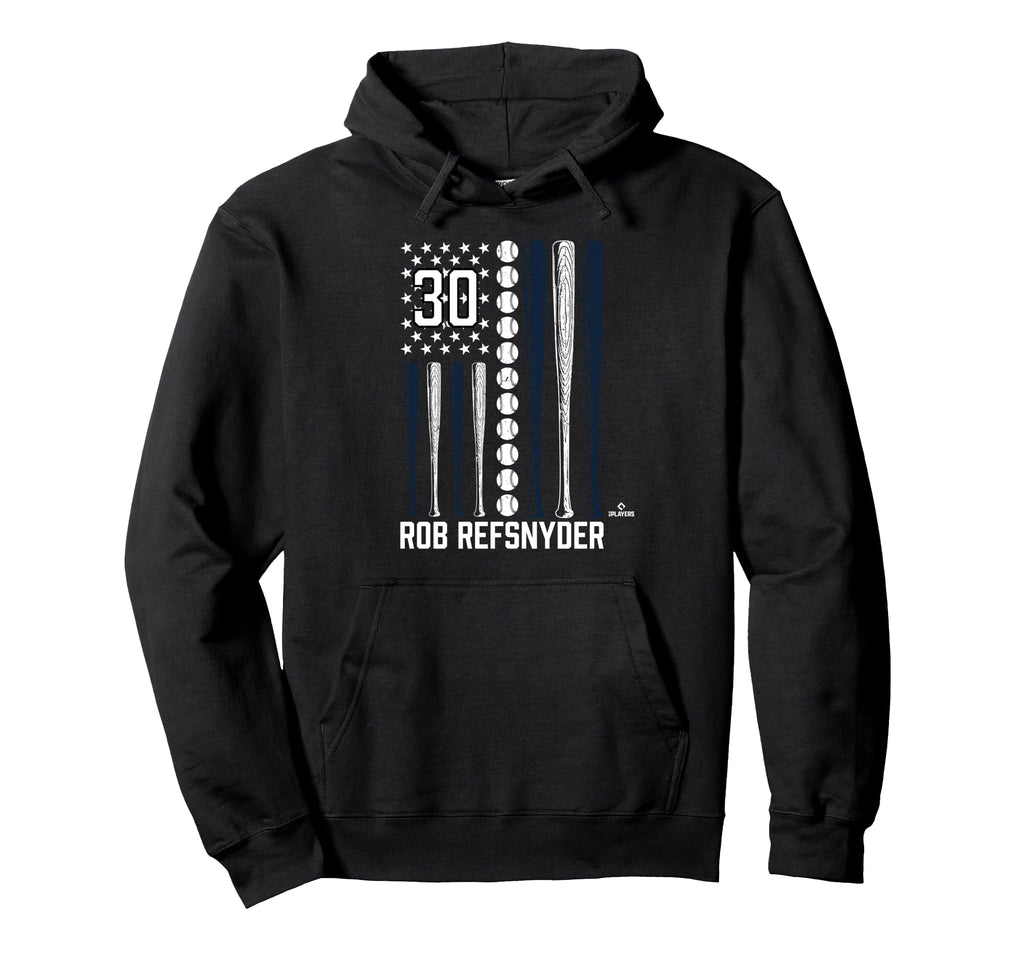 Baseball American Flag Rob Refsnyder Hoodie - Novelty Apparel for Adults - T-Shirt, Sweatshirt, Hoodie