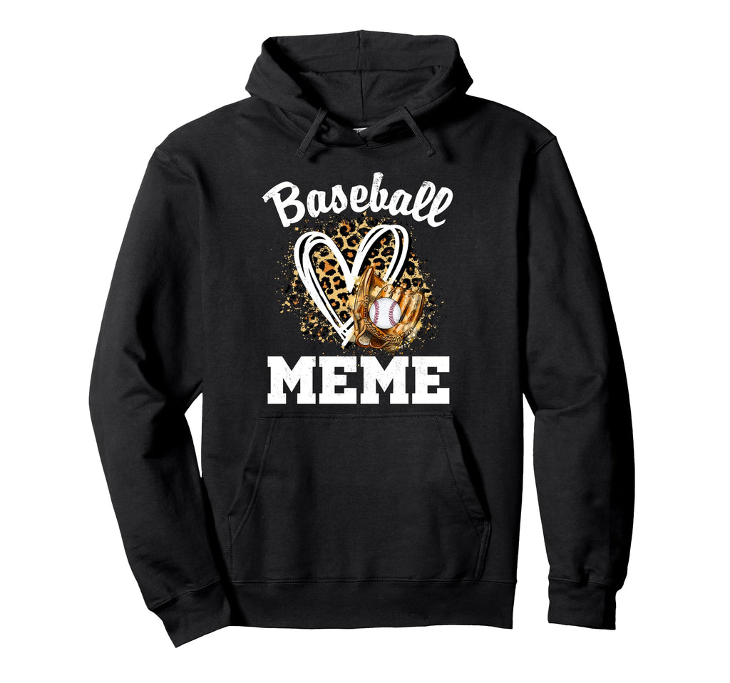 Baseball Meme Leopard Heart Hoodie - Fun Novelty Design for Adults - T-Shirt, Sweatshirt, Hoodie