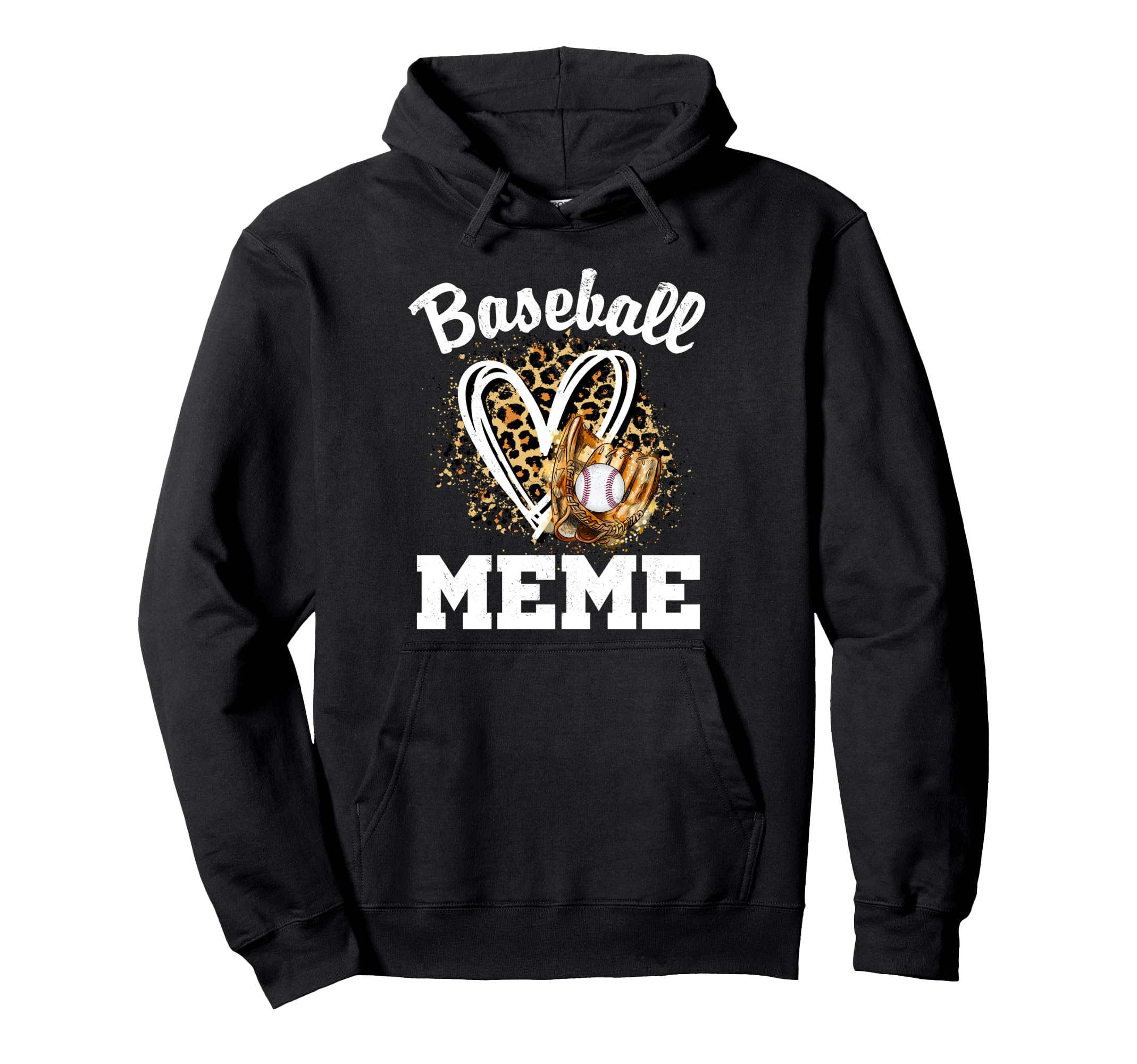 Baseball Meme Leopard Heart Hoodie - Fun Novelty Design for Adults - T-Shirt, Sweatshirt, Hoodie