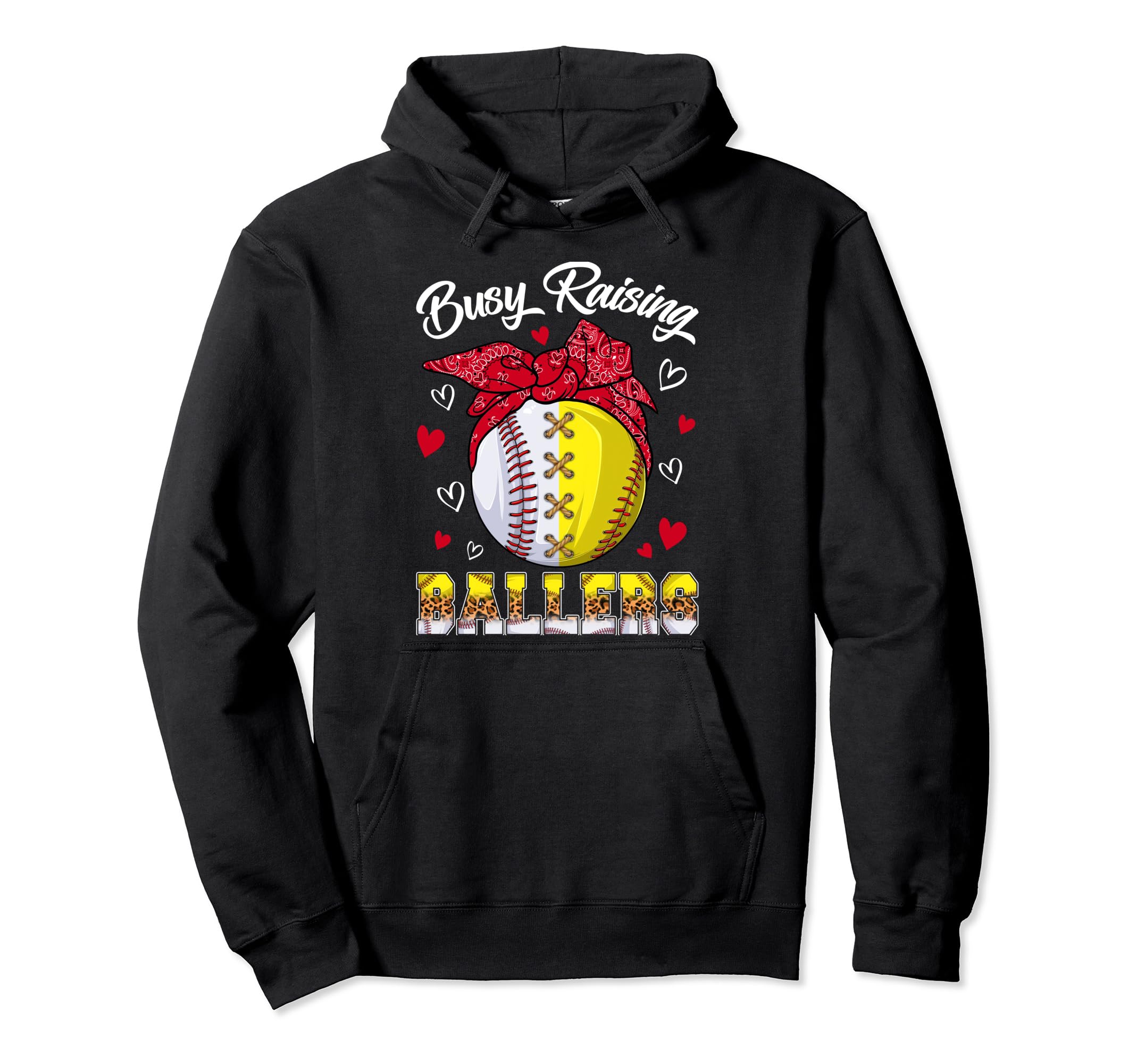 Busy Raising Ballers Baseball Softball Hoodie - Graphic Print Men Women - T-Shirt, Sweatshirt, Hoodie