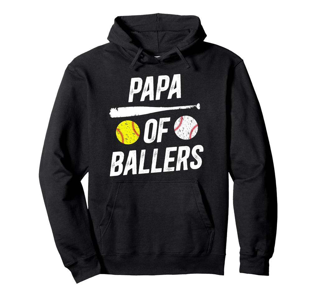 Papa Ballers Softball Baseball Papa Hoodie - Trendy Graphic Men Women - T-Shirt, Sweatshirt, Hoodie