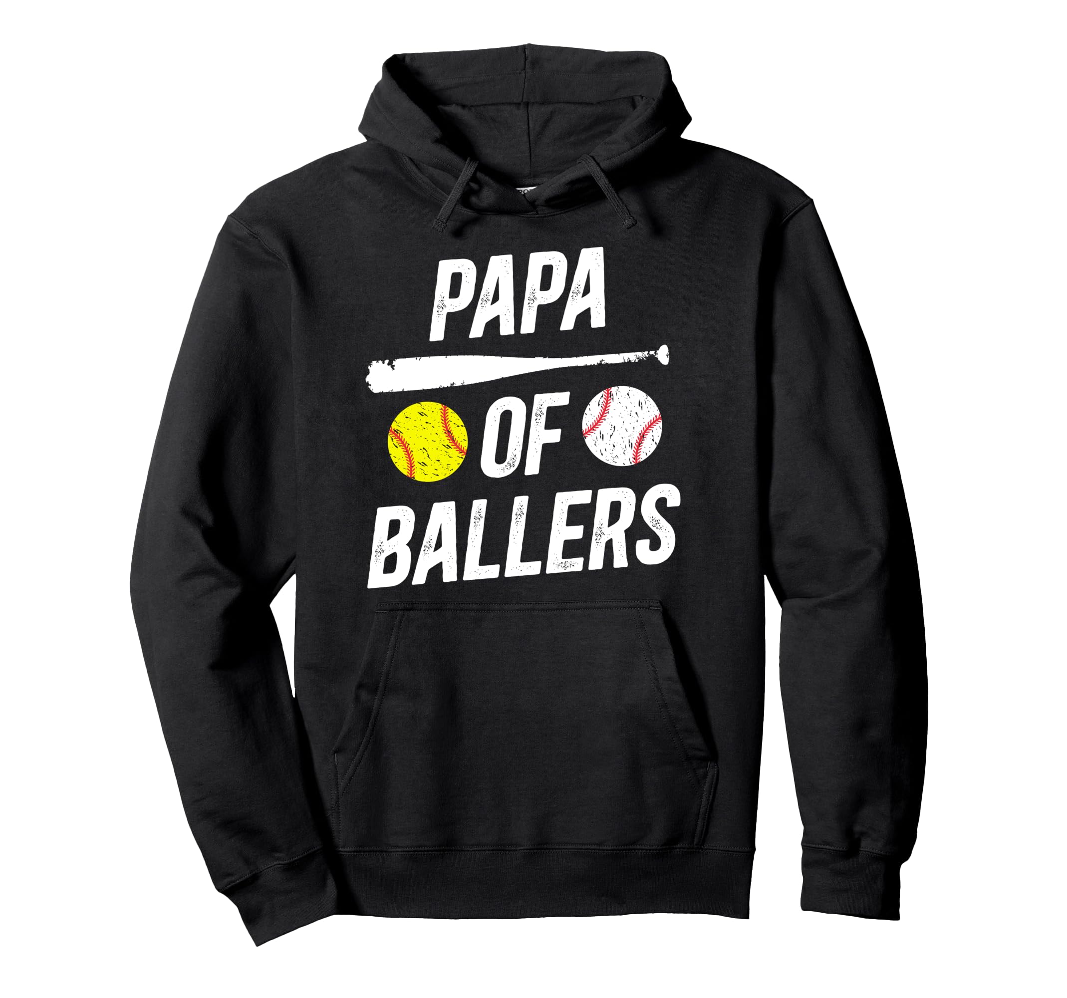 Papa Ballers Softball Baseball Papa Hoodie - Trendy Graphic Men Women - T-Shirt, Sweatshirt, Hoodie