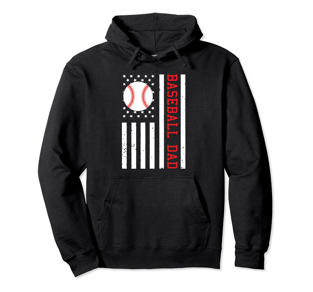 Proud Baseball Dad Usa American Flag Hoodie - Aesthetic Graphic Men Women - T-Shirt, Sweatshirt, Hoodie