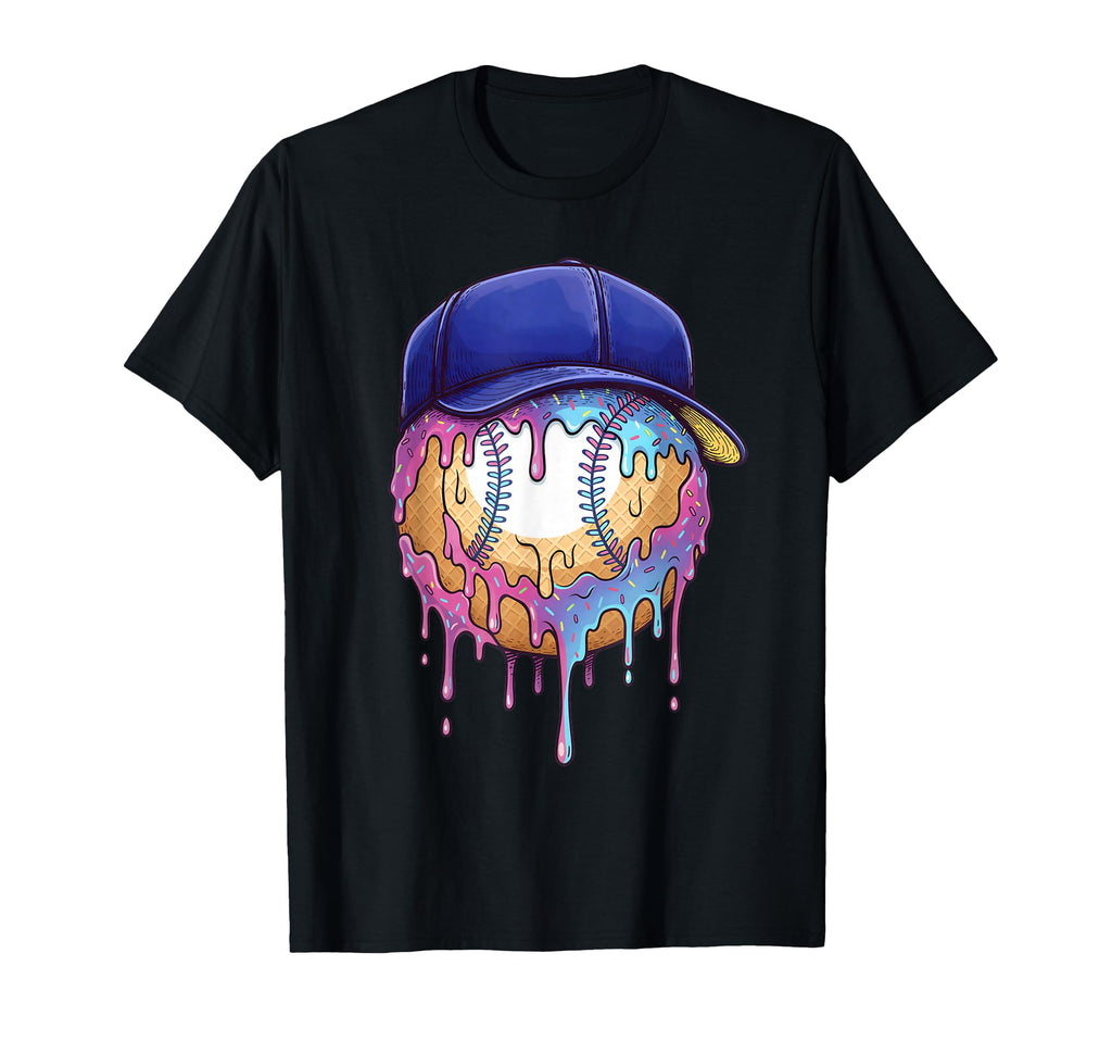 Baseball Drip Ice Cream Drip Baseball T-Shirt - Graphic Print for Adults - T-Shirt, Sweatshirt, Hoodie