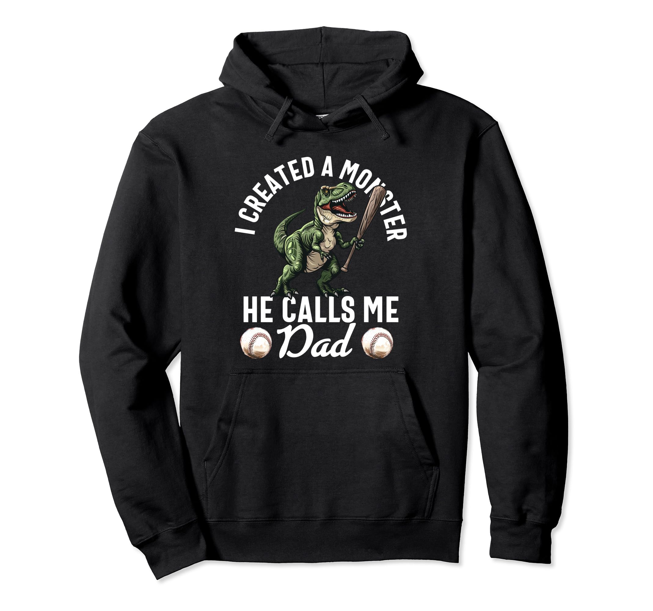 Funny Baseball Dinosaurs Dad Father Hoodie - Graphic Print for Adults - T-Shirt, Sweatshirt, Hoodie