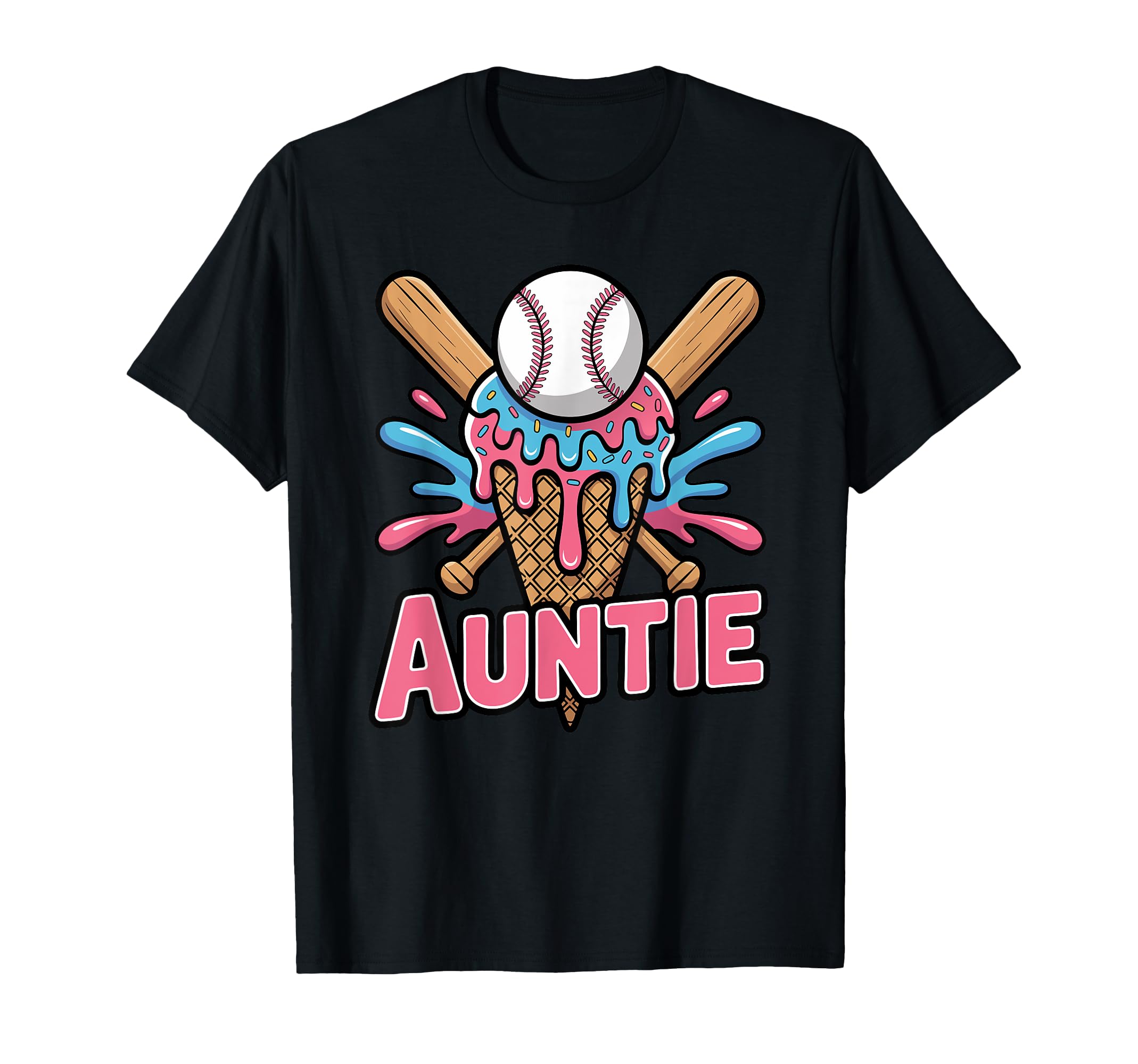 Baseball Auntie Ice Cream Drip T-Shirt - Custom Art Print Men Women - T-Shirt, Sweatshirt, Hoodie