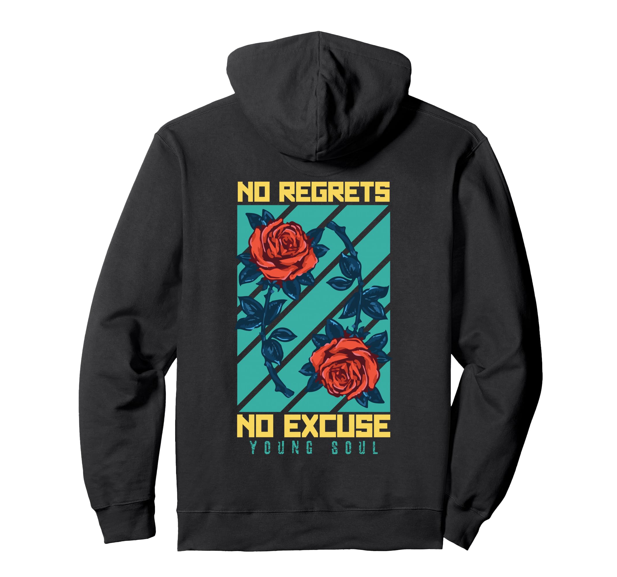 No Regrets Rose Backprint Aesthetic Hoodie - Unique Graphic for Adults - T-Shirt, Sweatshirt, Hoodie