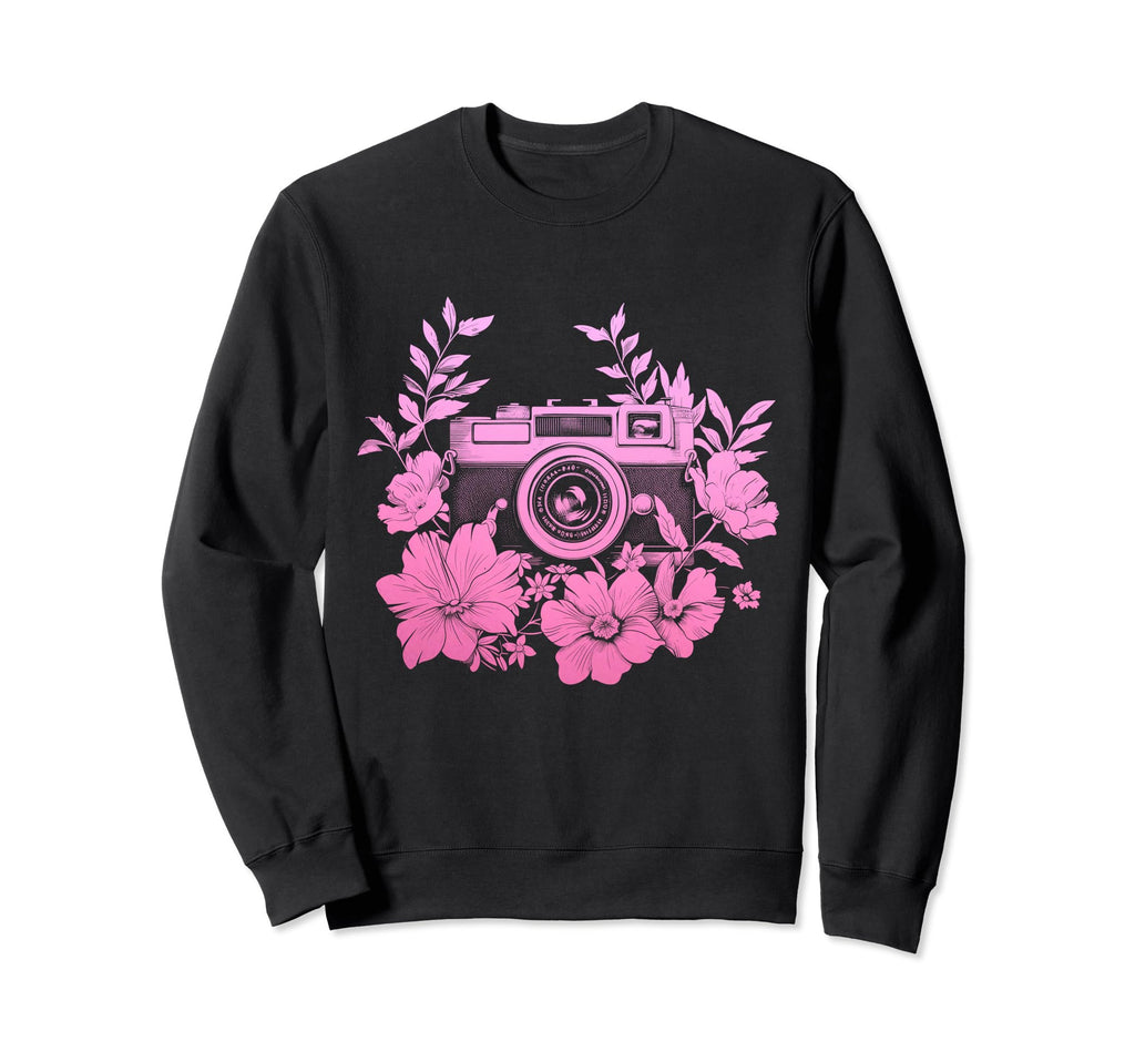 Photographer Camera Flowers Sweatshirt - Aesthetic Graphic for Adults - T-Shirt, Sweatshirt, Hoodie