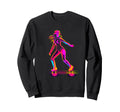 Female Roller Skater Retrowave Sweatshirt - Unique Graphic Unisex - T-Shirt, Sweatshirt, Hoodie