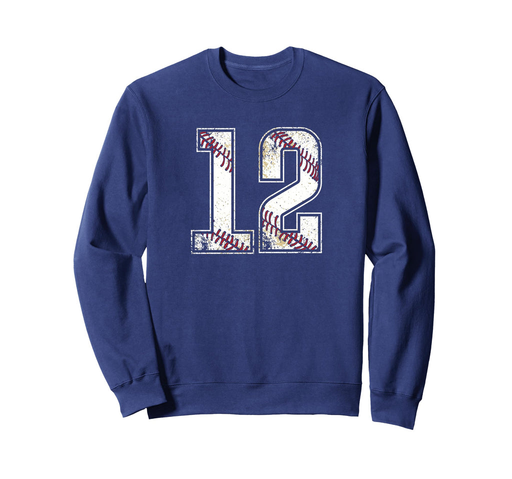 Baseball Number 12 Sweatshirt - Unique Graphic for Adults - T-Shirt, Sweatshirt, Hoodie
