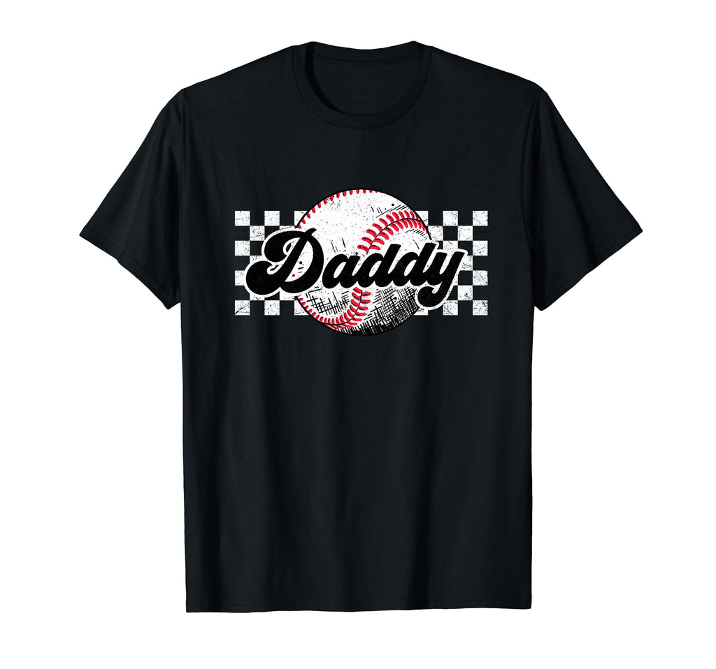 Baseball Daddy T Ball Daddy Checkered T-Shirt - Custom Art Print Unisex - T-Shirt, Sweatshirt, Hoodie