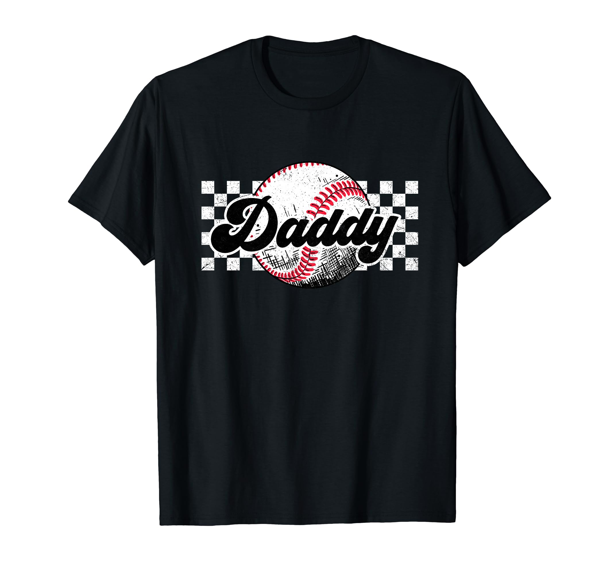 Baseball Daddy T Ball Daddy Checkered T-Shirt - Custom Art Print Unisex - T-Shirt, Sweatshirt, Hoodie