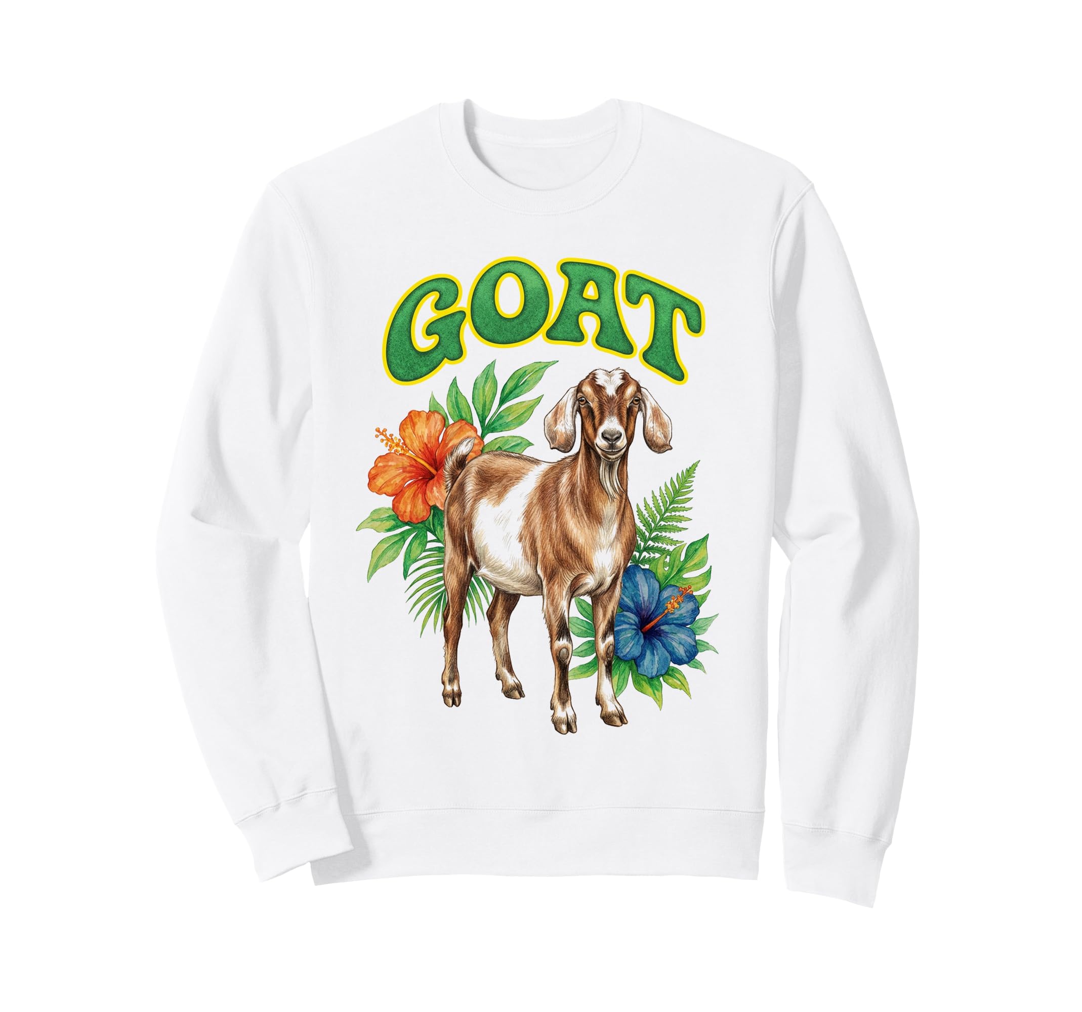 Goat Groovy Floral Goat Watercolor Sweatshirt - Streetwear Style Unisex - T-Shirt, Sweatshirt, Hoodie