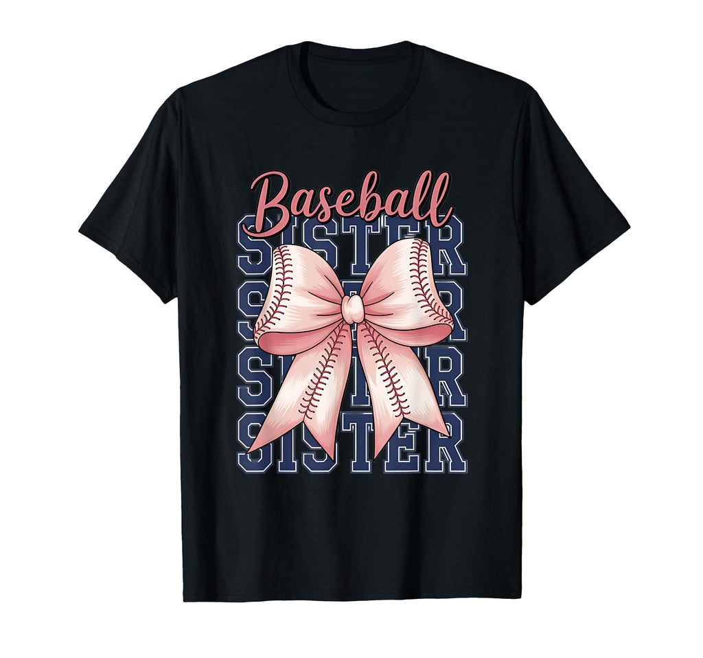 Baseball Sister Coquette Bow T-Shirt - Unique Graphic Unisex - T-Shirt, Sweatshirt, Hoodie