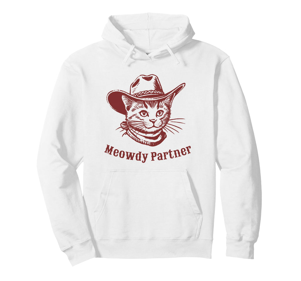 Meowdy Partner Country Western Kitten Hoodie - Trendy Graphic for Adults - T-Shirt, Sweatshirt, Hoodie