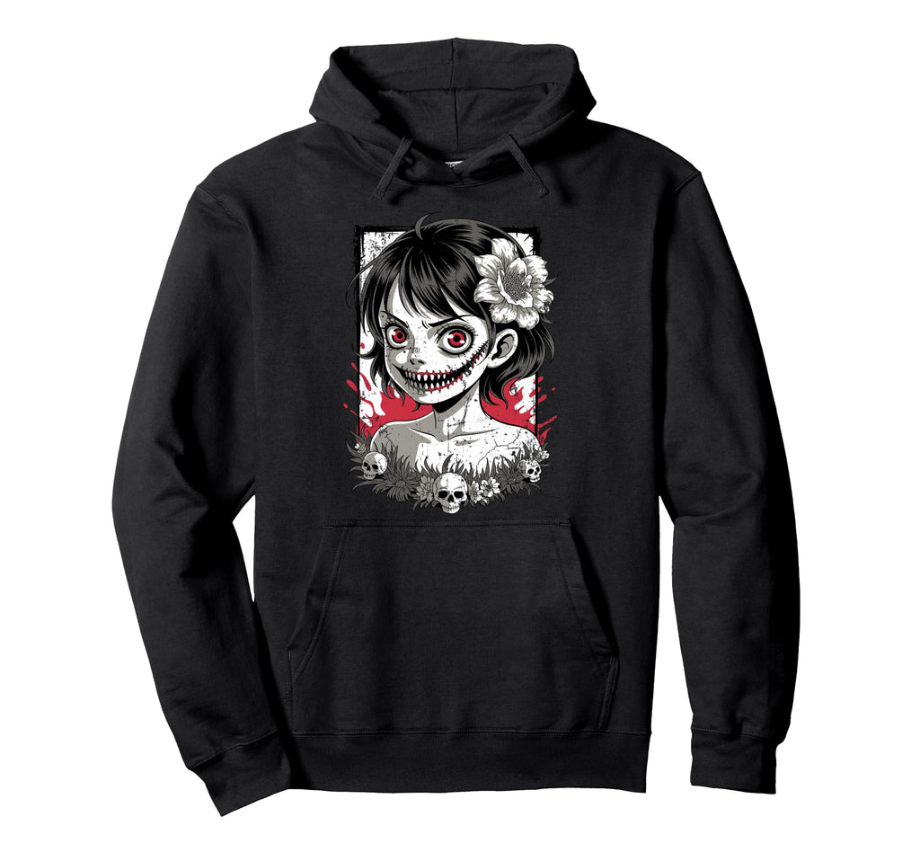 Horror Anime Goth Oni Mask Creepy Hoodie - Aesthetic Graphic Men Women - T-Shirt, Sweatshirt, Hoodie
