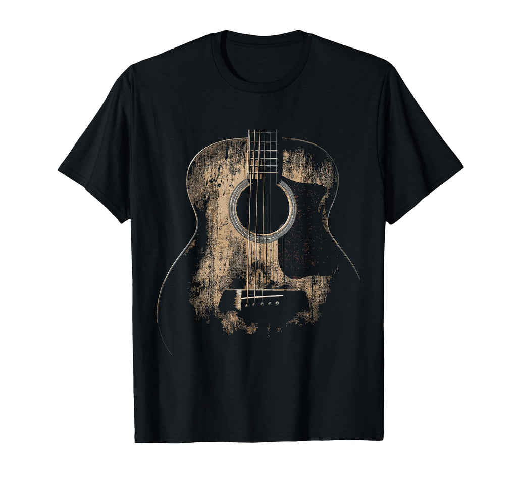 Distressed Acoustic Guitar Player Rock Roll T-Shirt - Trendy Graphic Unisex - T-Shirt, Sweatshirt, Hoodie