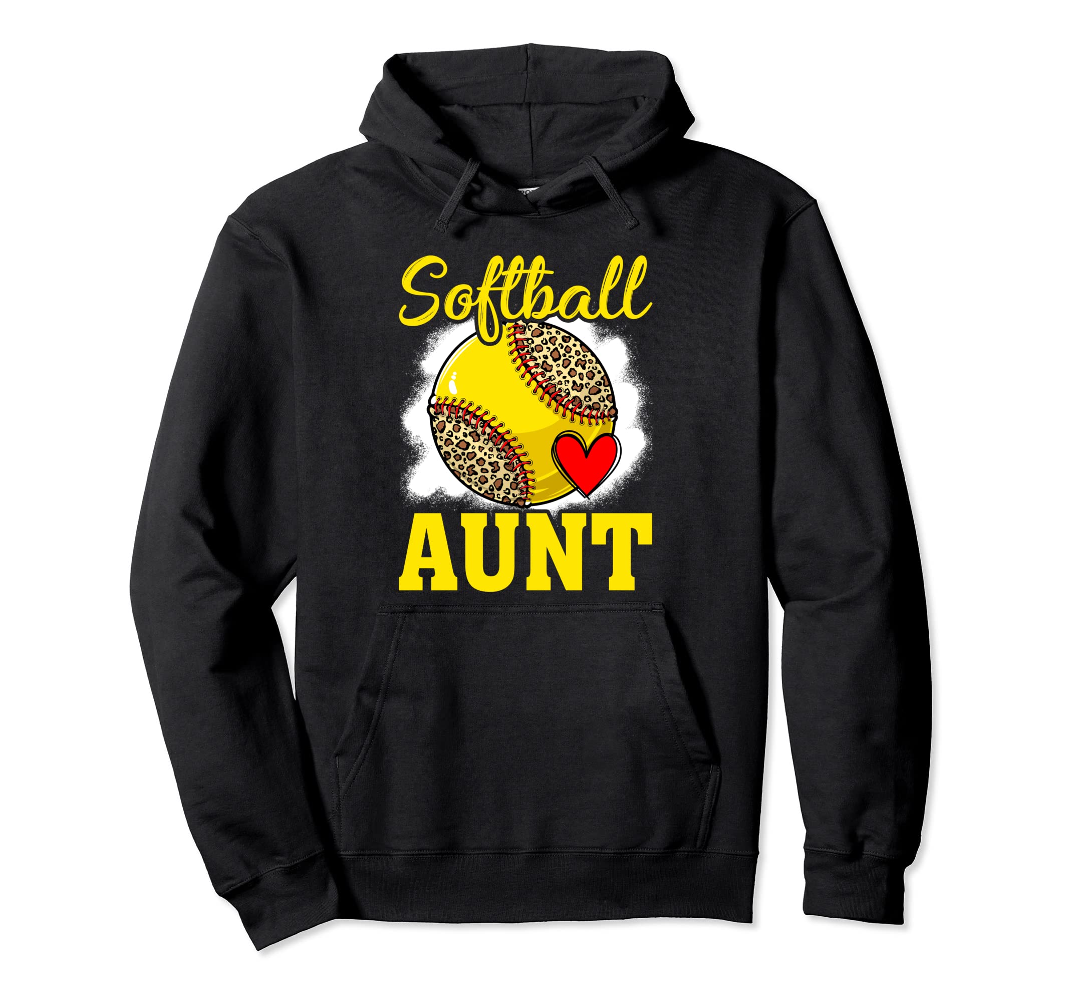Softball Aunt Leopard Baseball Mommy Hoodie - Novelty Apparel for Adults - T-Shirt, Sweatshirt, Hoodie