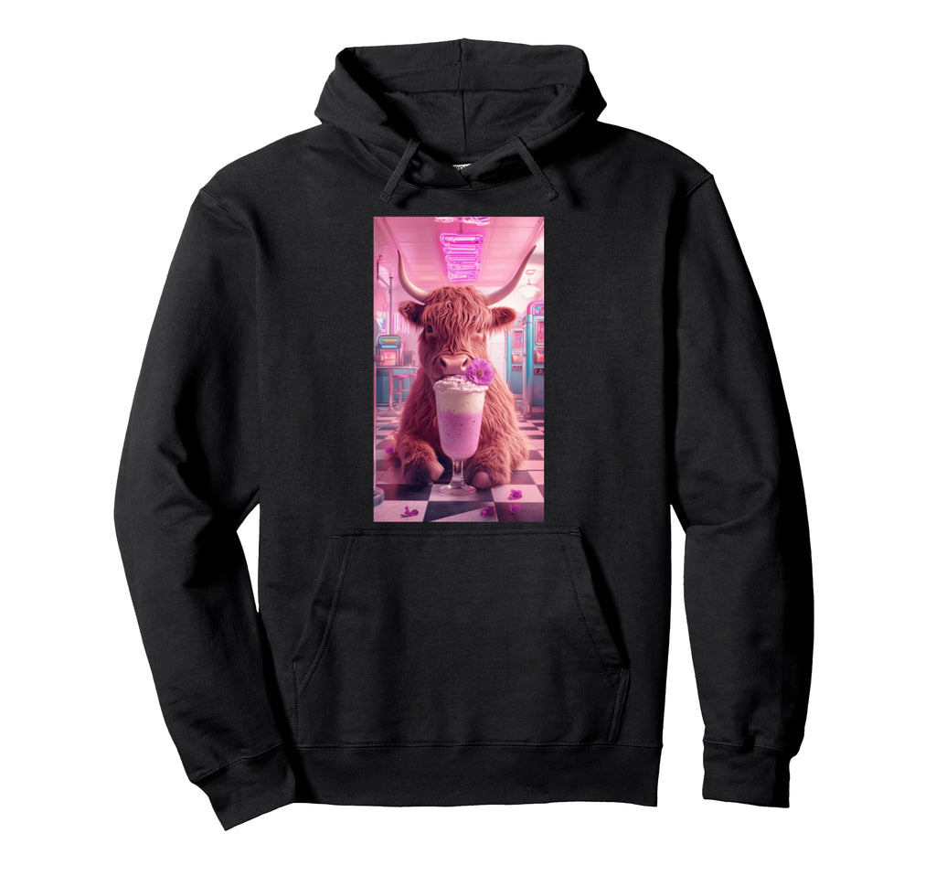 Cow Milkshake Pastel Hipster Diner Fun Hoodie - Novelty Apparel Men Women - T-Shirt, Sweatshirt, Hoodie