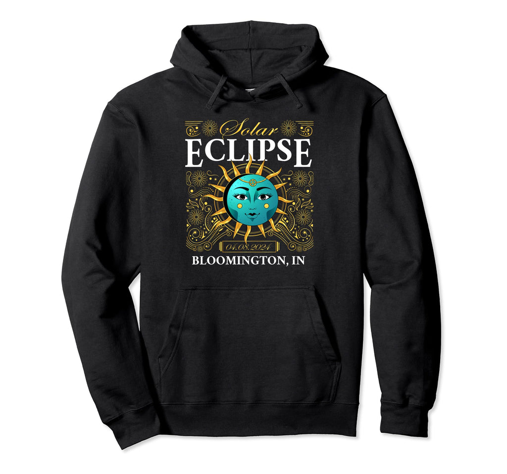 Total Solar Eclipse Bloomington 2024 Hoodie - Unique Graphic for Adults - T-Shirt, Sweatshirt, Hoodie