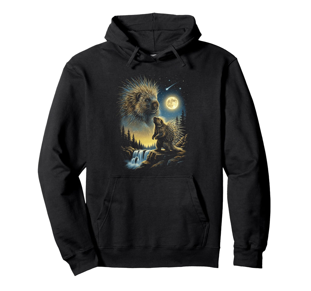 Porcupine Howling To Moon Meme Hoodie - Casual Everyday Wear for Adults - T-Shirt, Sweatshirt, Hoodie