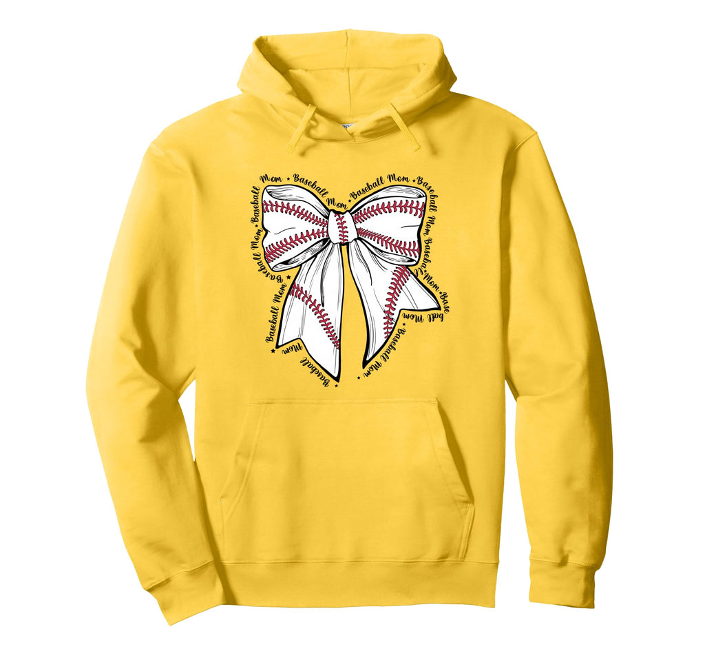 Coquette Bow Baseball Mom Baseball Mama Hoodie - Trendy Graphic for Adults - T-Shirt, Sweatshirt, Hoodie