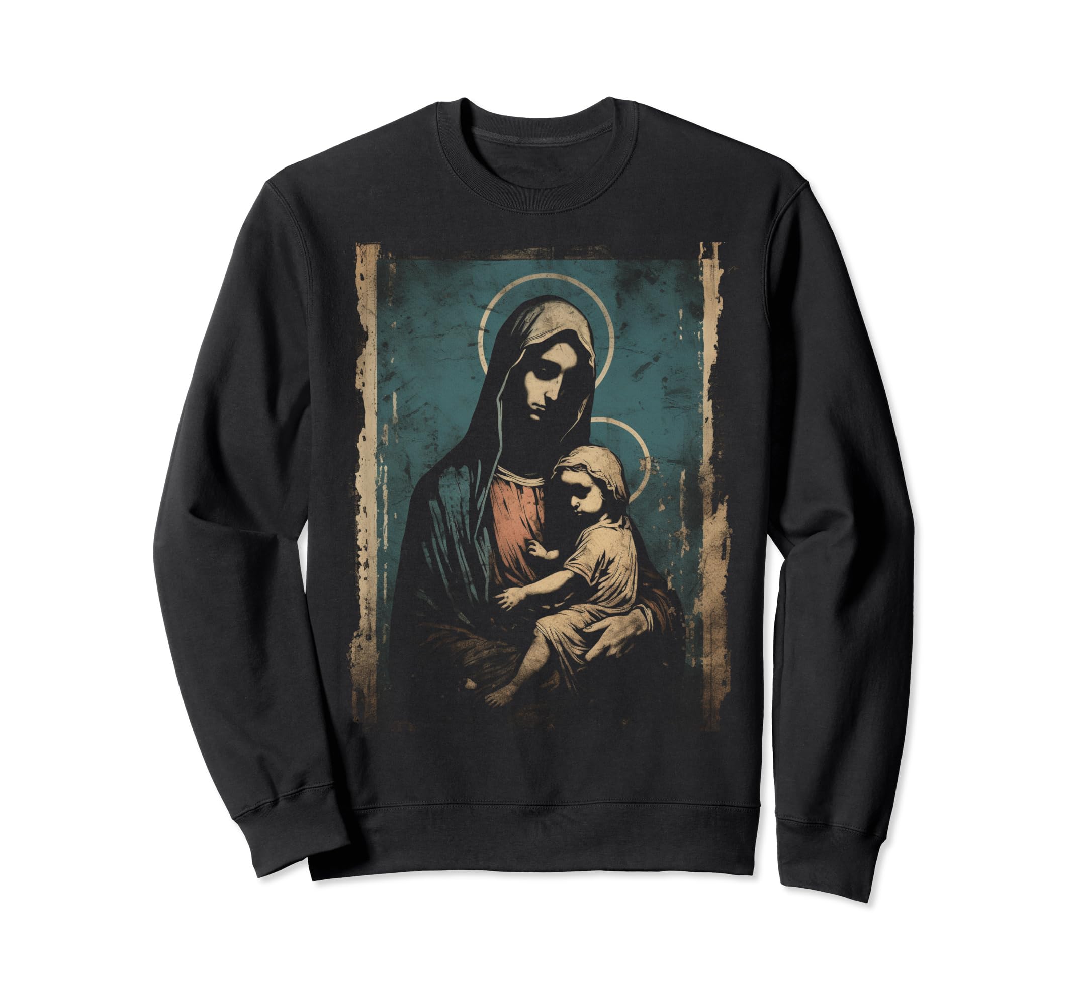 Mary Jesus Distressed 90S Goth Sweatshirt - Minimalist Print Men Women - T-Shirt, Sweatshirt, Hoodie