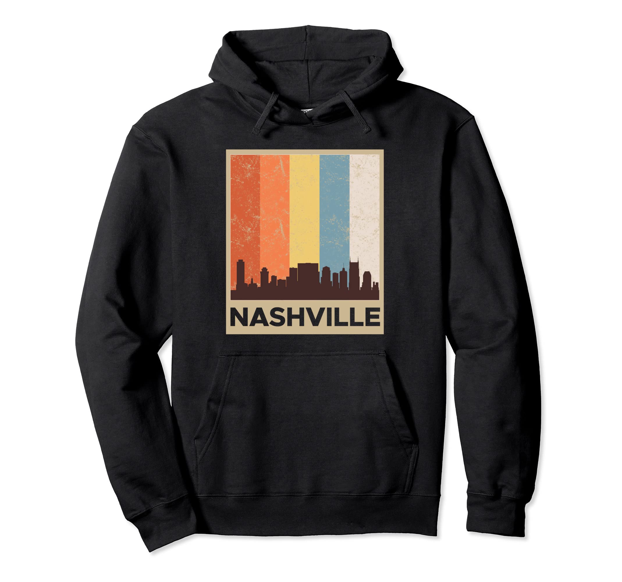 Nashville Skyline Distressed Gift Hoodie - Casual Everyday Wear for Adults - T-Shirt, Sweatshirt, Hoodie