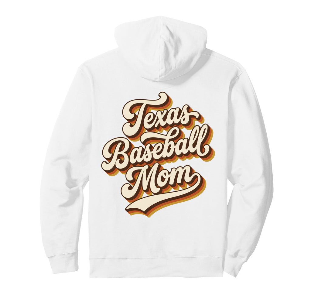 70S Texas Baseball Mom Script Hoodie - Unique Graphic Men Women - T-Shirt, Sweatshirt, Hoodie