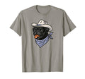 Funny Cowboy Pug Drawing Black T-Shirt - Novelty Apparel for Adults - T-Shirt, Sweatshirt, Hoodie
