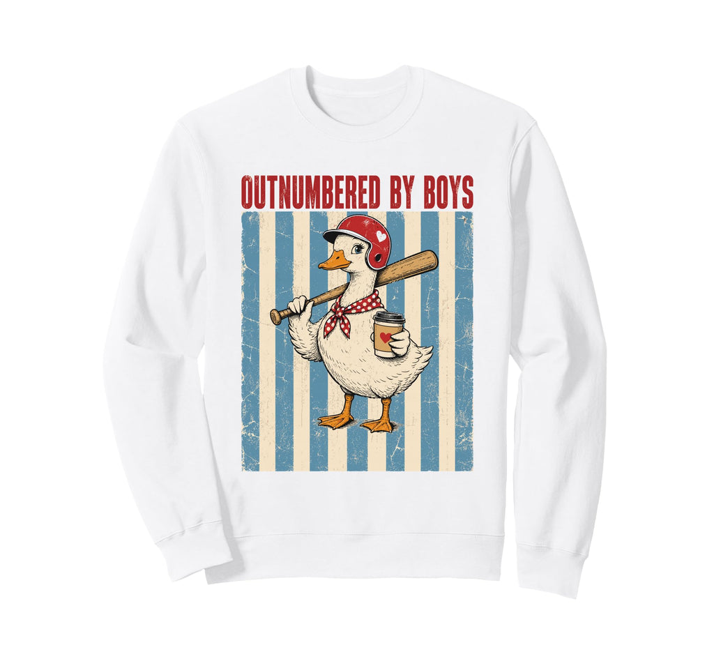 Outnumbered Baseball Mom Funny Goose Sweatshirt - Graphic Print Men Women - T-Shirt, Sweatshirt, Hoodie