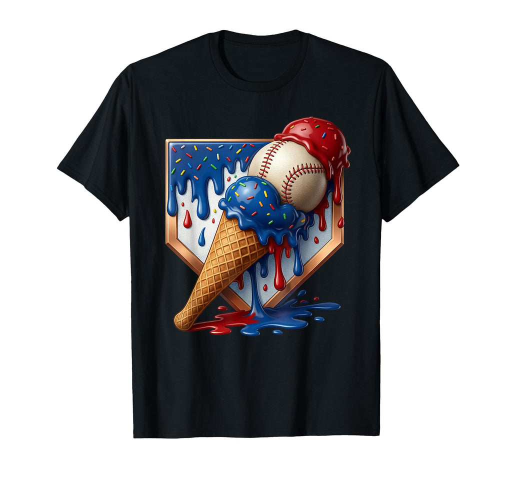 American Distressed Baseball Ice T-Shirt - Custom Art Print Men Women - T-Shirt, Sweatshirt, Hoodie