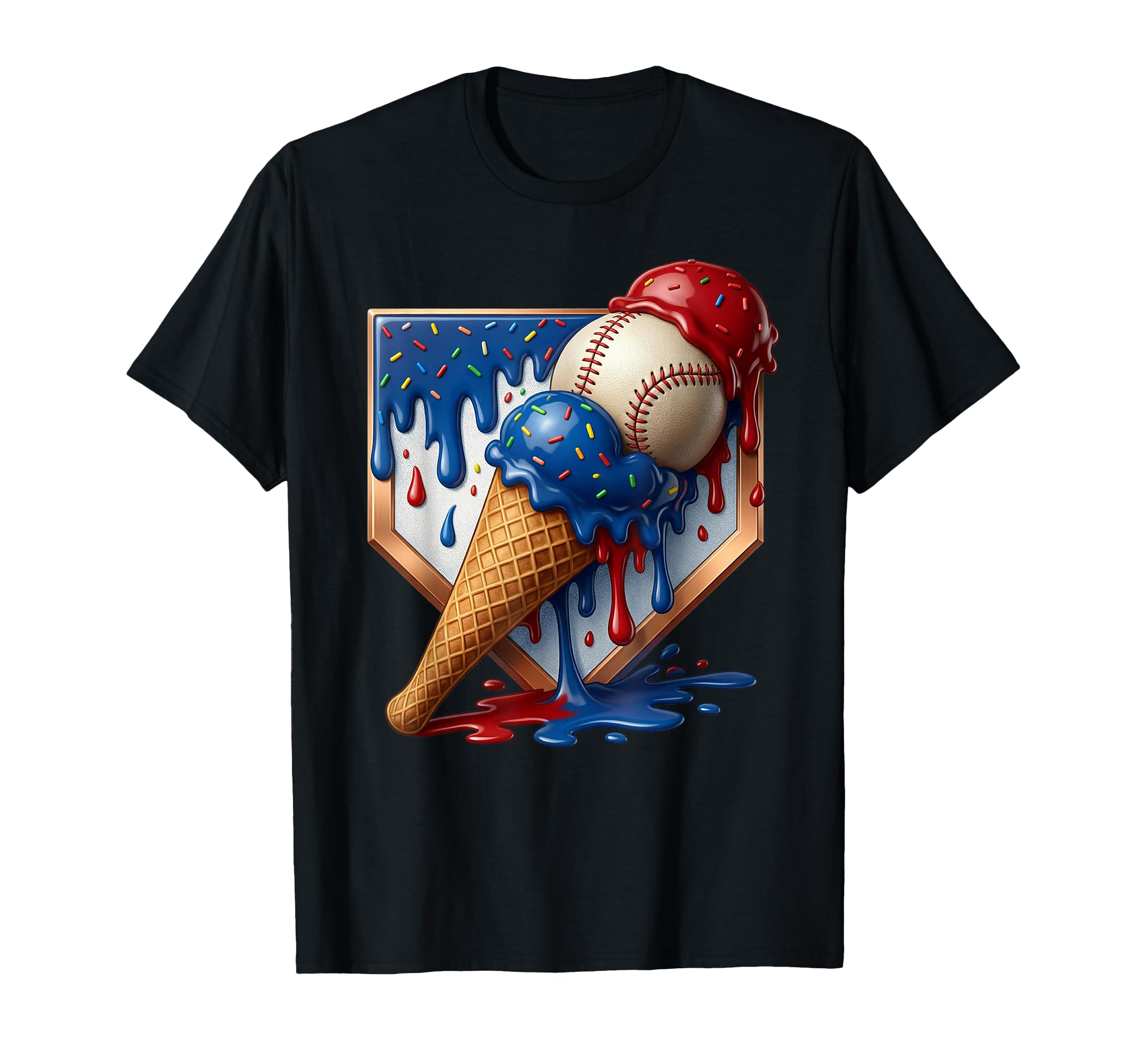 American Distressed Baseball Ice T-Shirt - Custom Art Print Men Women - T-Shirt, Sweatshirt, Hoodie