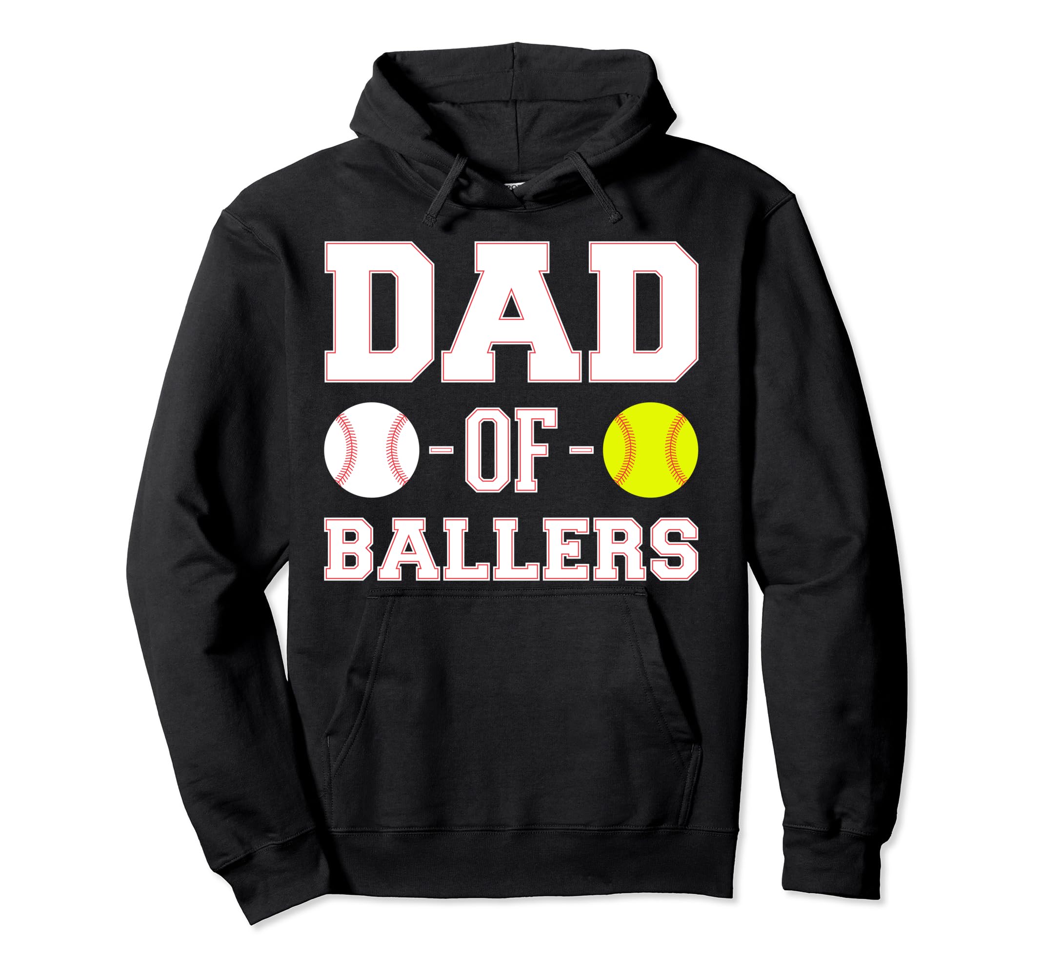 Dad Ballers Dad Baseball Softball Hoodie - Fun Novelty Design for Adults - T-Shirt, Sweatshirt, Hoodie