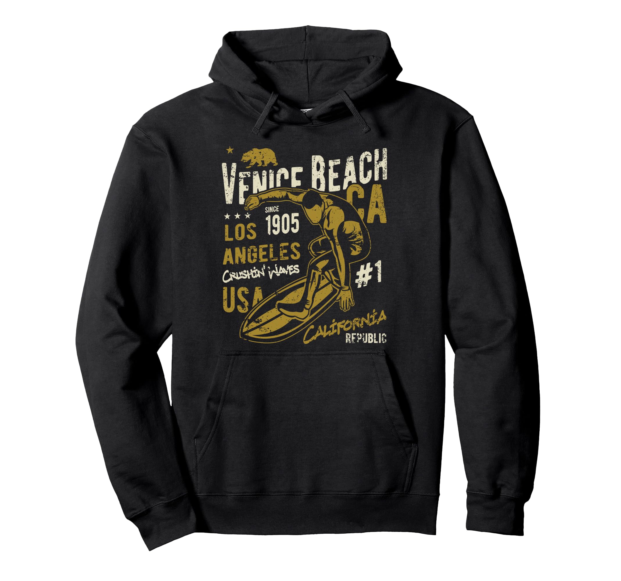 Venice Beach California Distressed Hoodie - Minimalist Print for Adults - T-Shirt, Sweatshirt, Hoodie