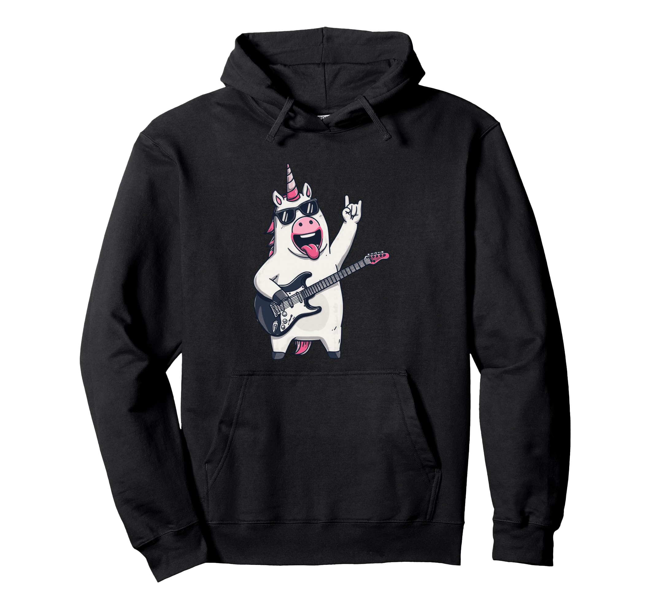 Funny Unicorn Rock Music Guitar Player Hoodie - Minimalist Print Unisex - T-Shirt, Sweatshirt, Hoodie