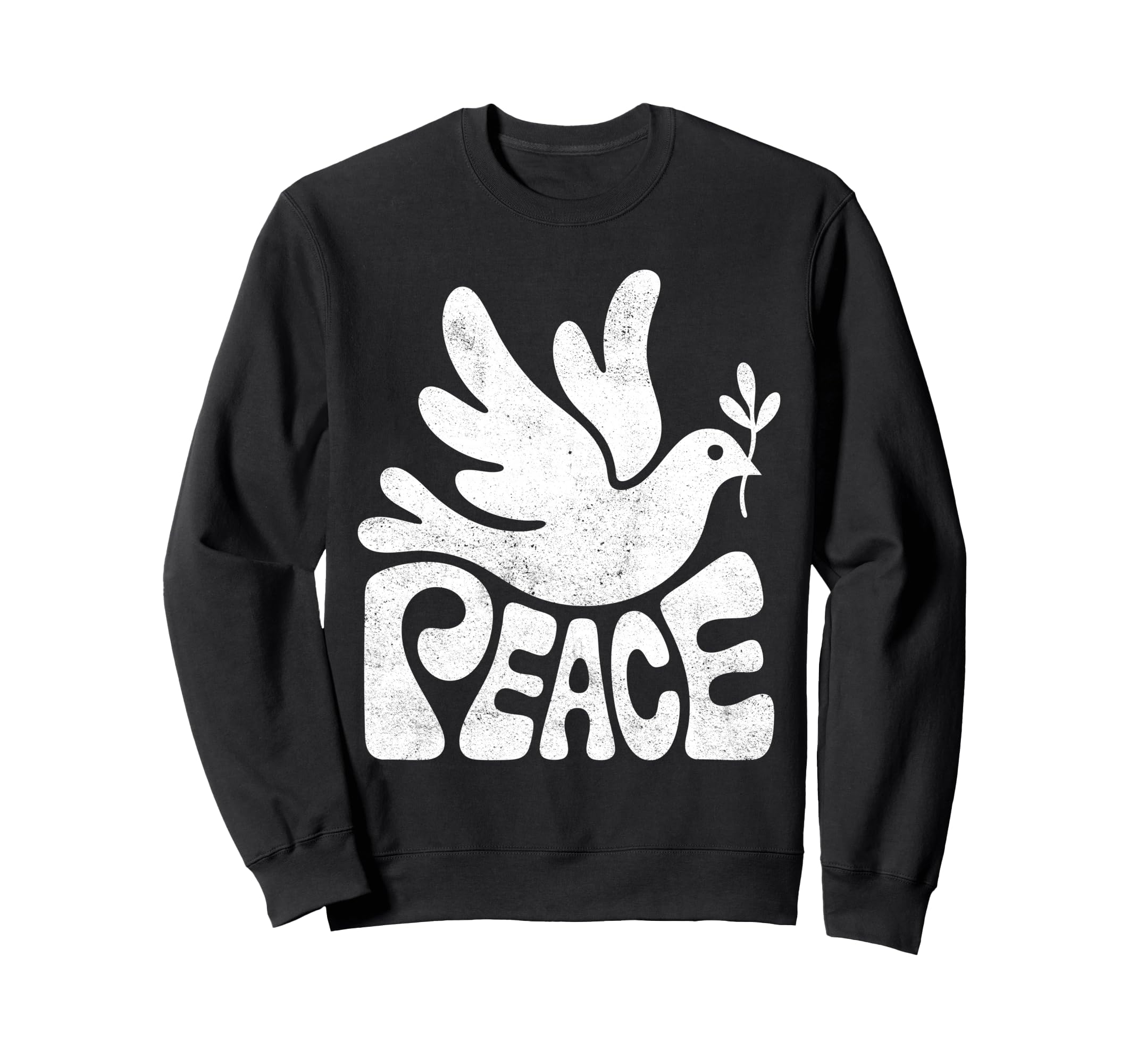 Word Peace Groovy Dove Hippie Sweatshirt - Minimalist Print Men Women - T-Shirt, Sweatshirt, Hoodie