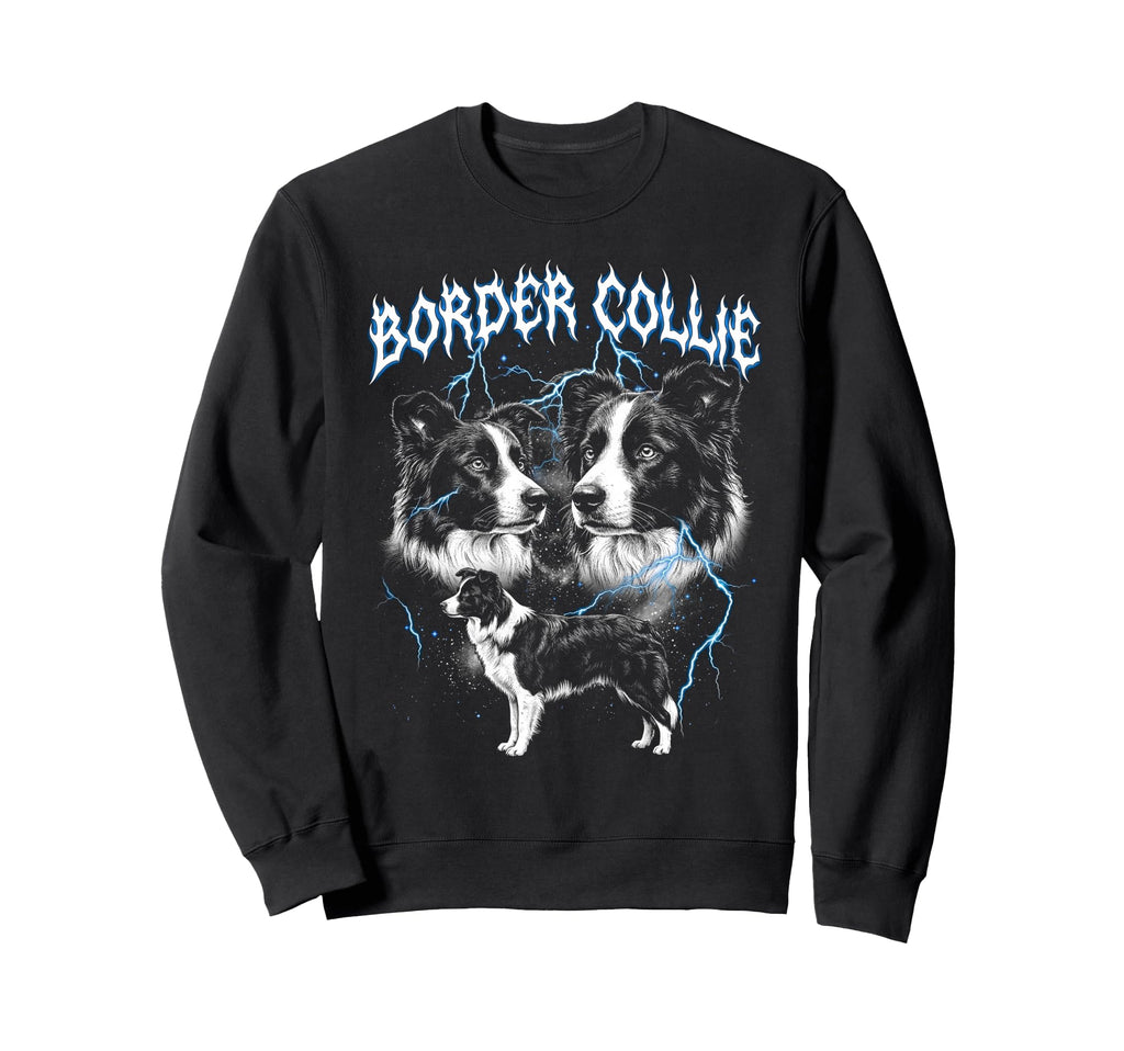 Border Collie 90S Heavy Metal Dog Sweatshirt - Unique Graphic for Adults - T-Shirt, Sweatshirt, Hoodie