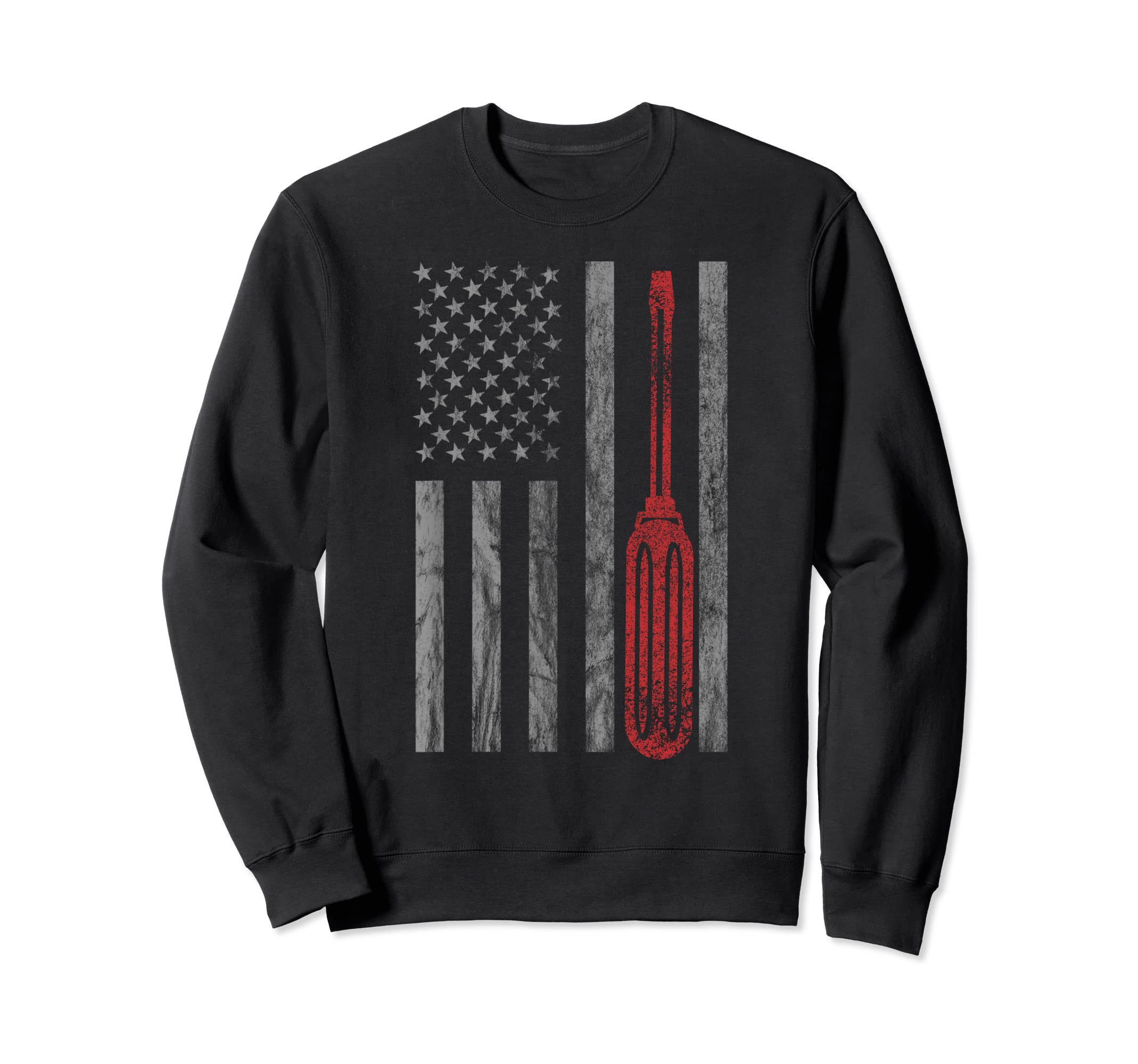 Distressed Mechanic Mechanic Usa Flag Sweatshirt - Unique Graphic Unisex - T-Shirt, Sweatshirt, Hoodie