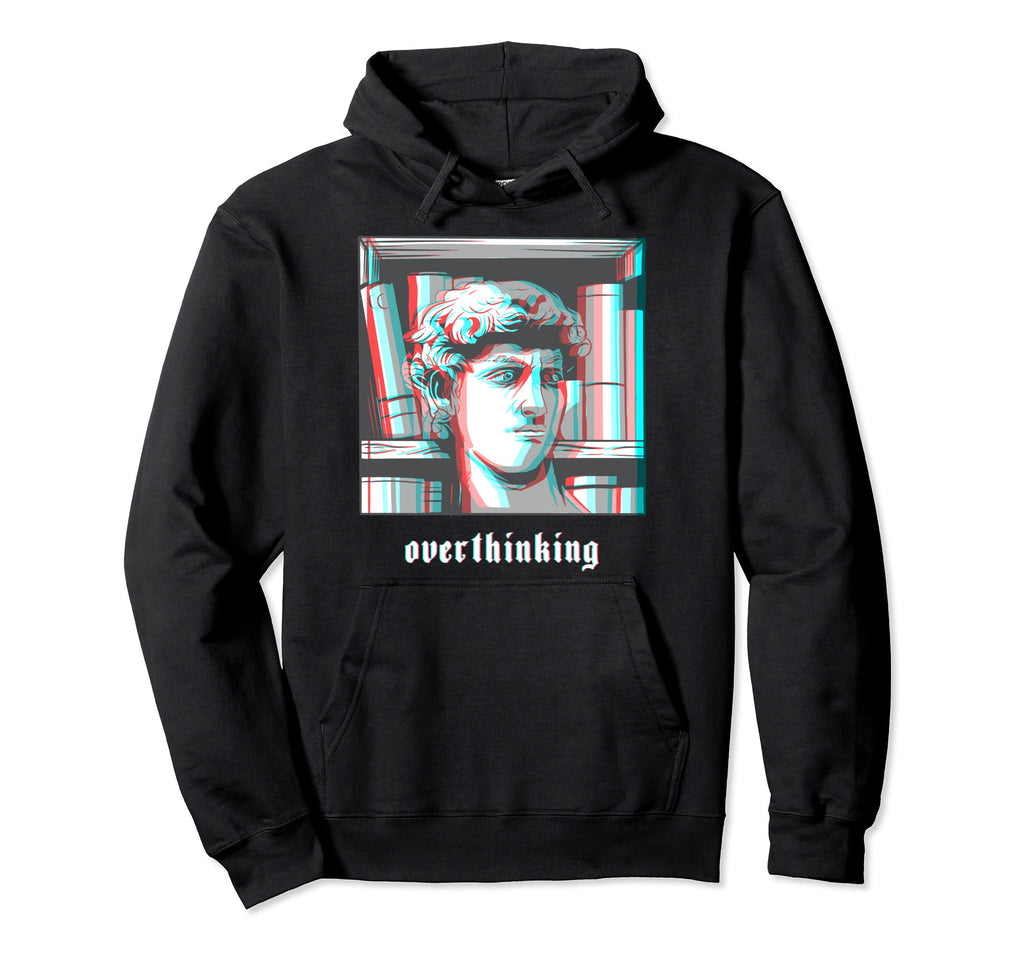 Overthinking Vaporwave Aesthetic Glitch Hoodie - Streetwear Style Unisex - T-Shirt, Sweatshirt, Hoodie