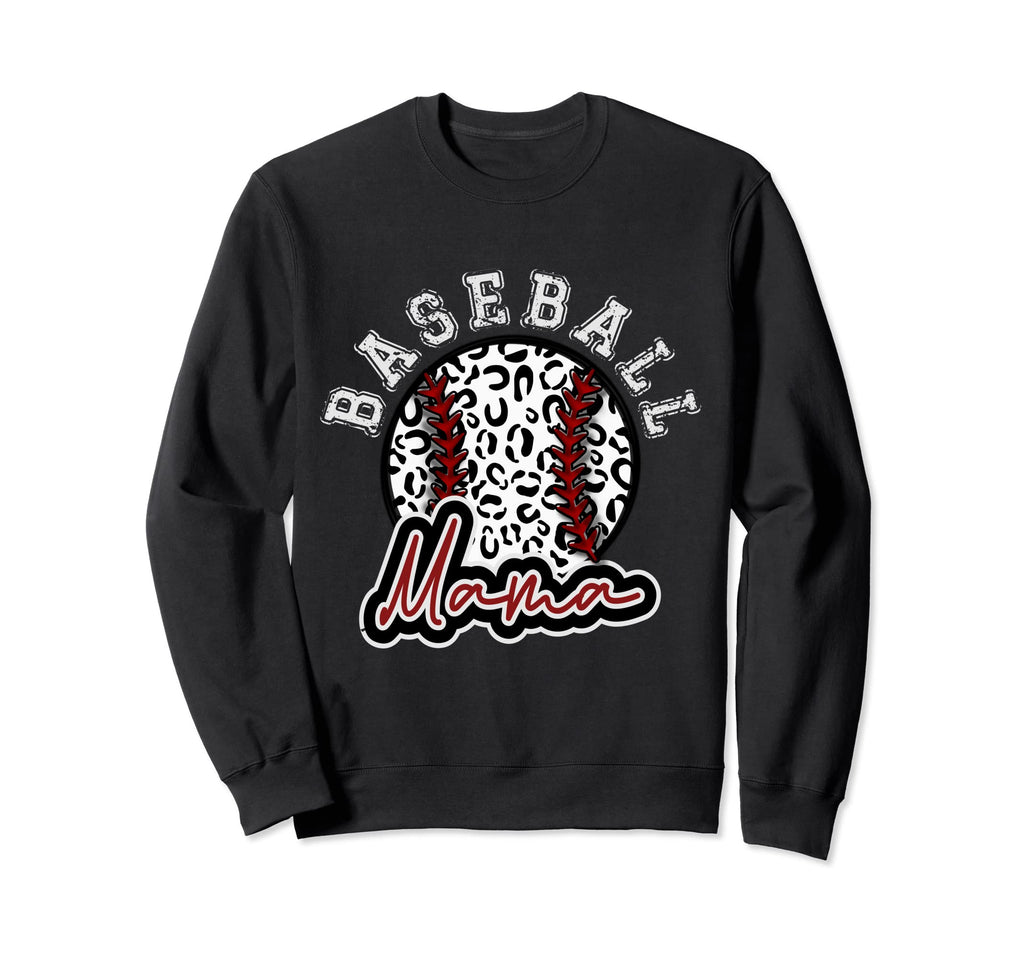 Leopard Cheetah Baseball Mama Womens Sweatshirt - Unique Graphic Men Women - T-Shirt, Sweatshirt, Hoodie