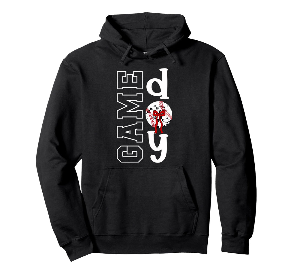 Baseball Game Day Bow Game Day Hoodie - Fun Novelty Design for Adults - T-Shirt, Sweatshirt, Hoodie
