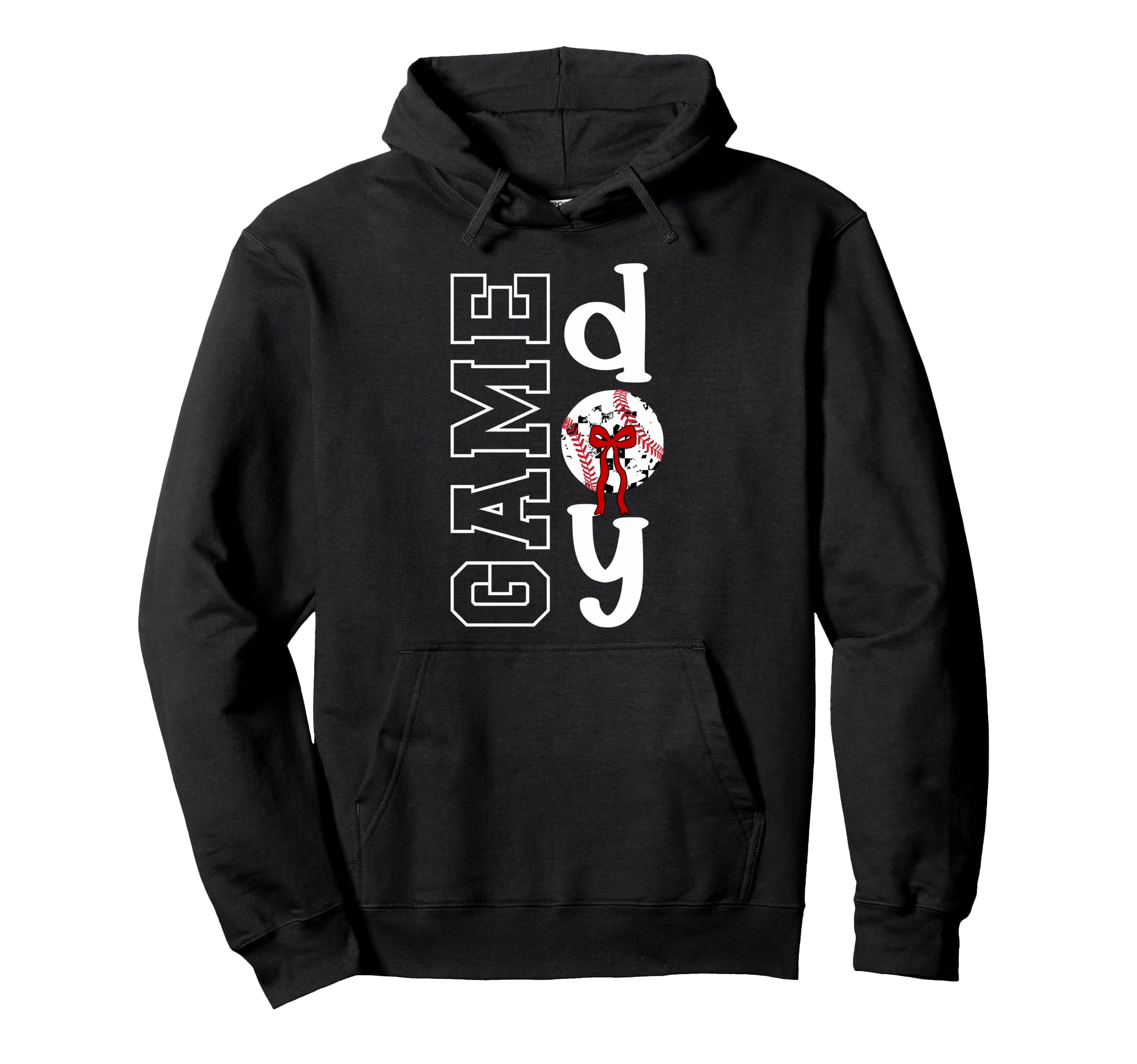 Baseball Game Day Bow Game Day Hoodie - Fun Novelty Design for Adults - T-Shirt, Sweatshirt, Hoodie